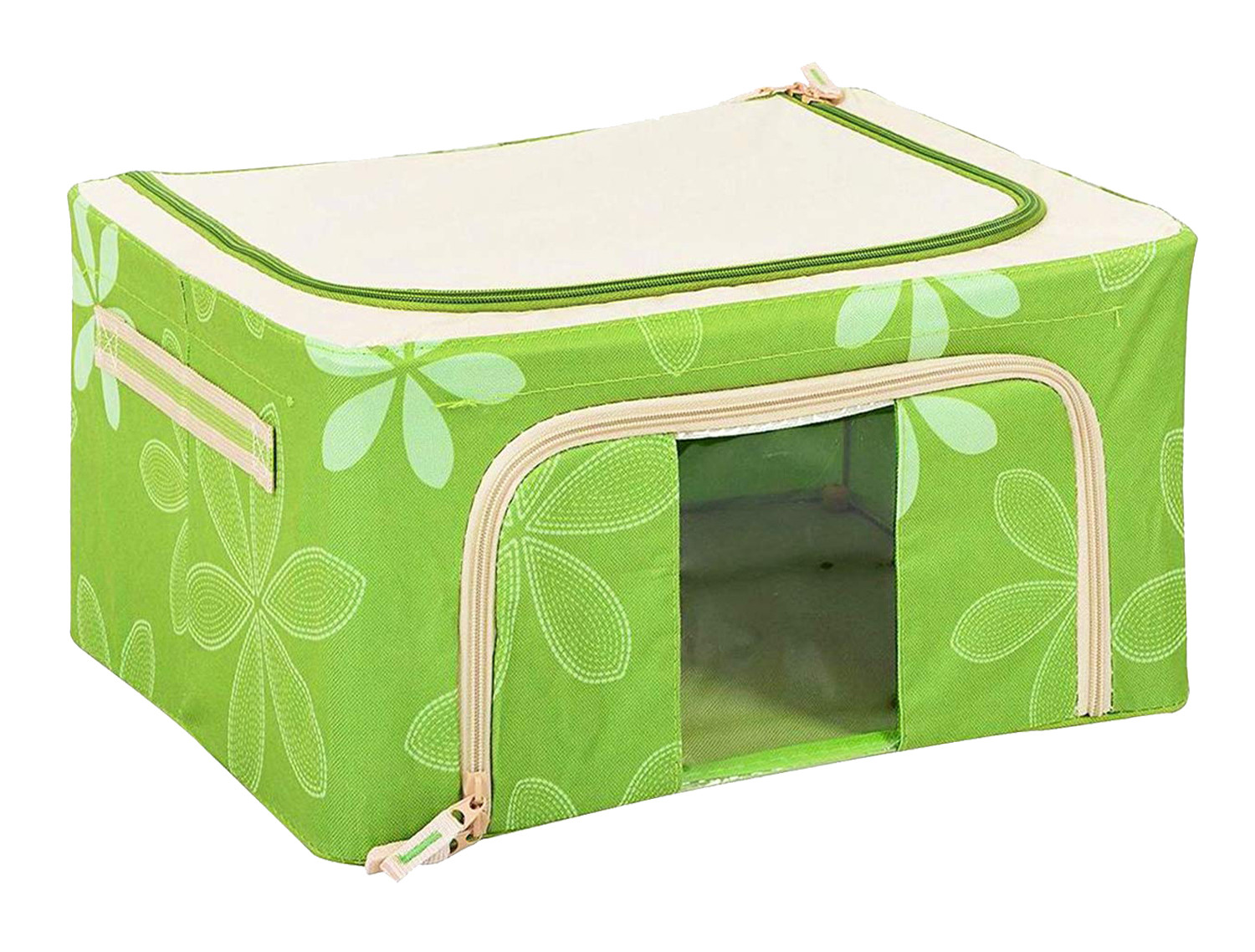 Kuber Industries Jumbo Saree/Lehenga/Blanket Cover/Woolens Storage Box Moisture Proof Cloth Organiser with Zippered Closure and Handle With Steel Frames (Green) -CTKTC39029