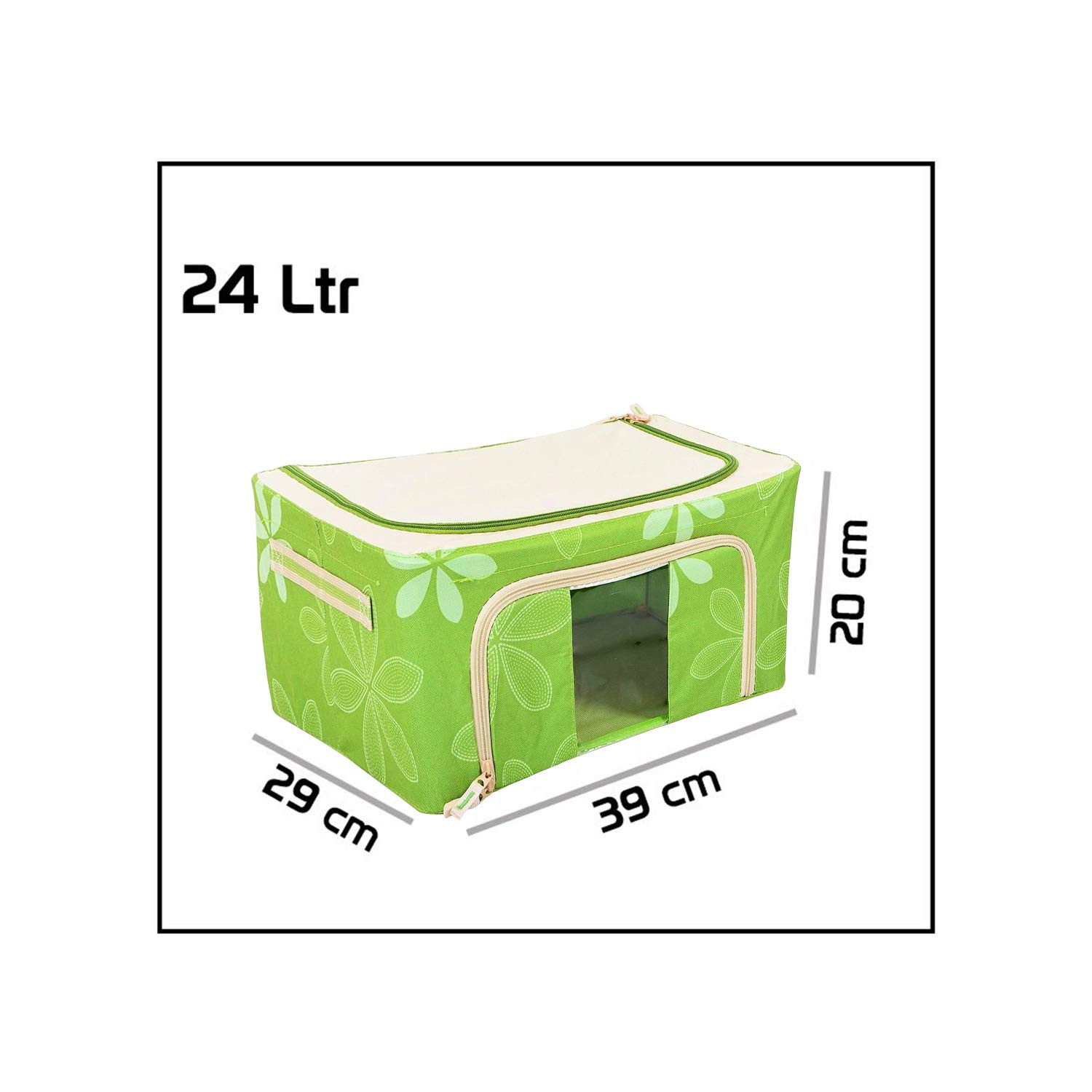 Kuber Industries Jumbo Saree/Lehenga/Blanket Cover/Woolens Storage Box Moisture Proof Cloth Organiser with Zippered Closure and Handle With Steel Frames (Green) -CTKTC39029