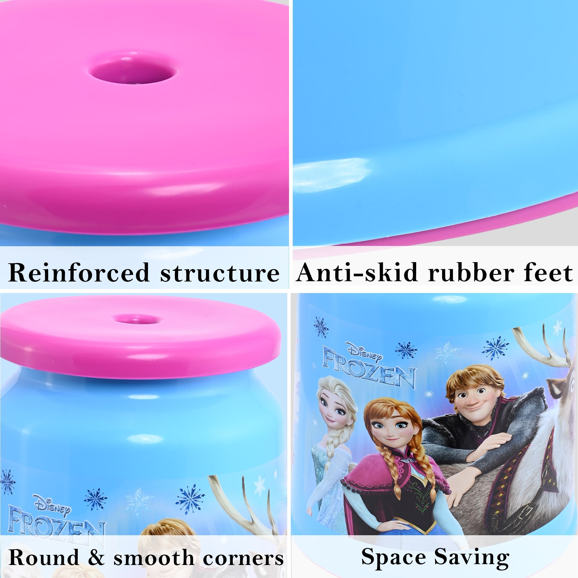 Kuber Industries Jumbo Size Disney Frozen Plastic Stool for Sitting With Round Shape  Multipurpose  Sturdy Kids Bath Stool for Kitchen Bathrooms  Living Room  Blue  Pink