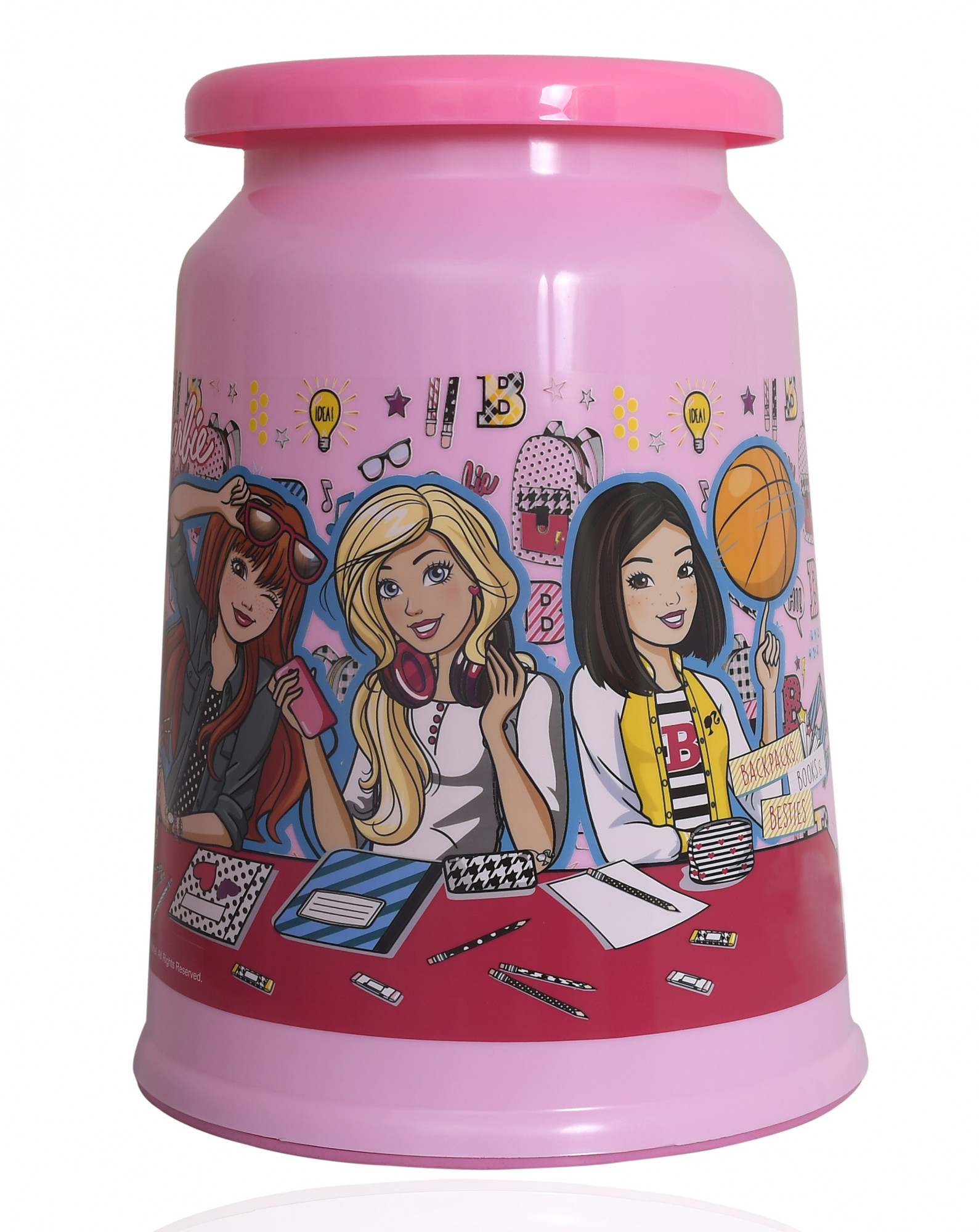 Kuber Industries Jupiter Jumbo Jupiter Jumbo Printed Plastic Bathroom Big Stool(Pink)