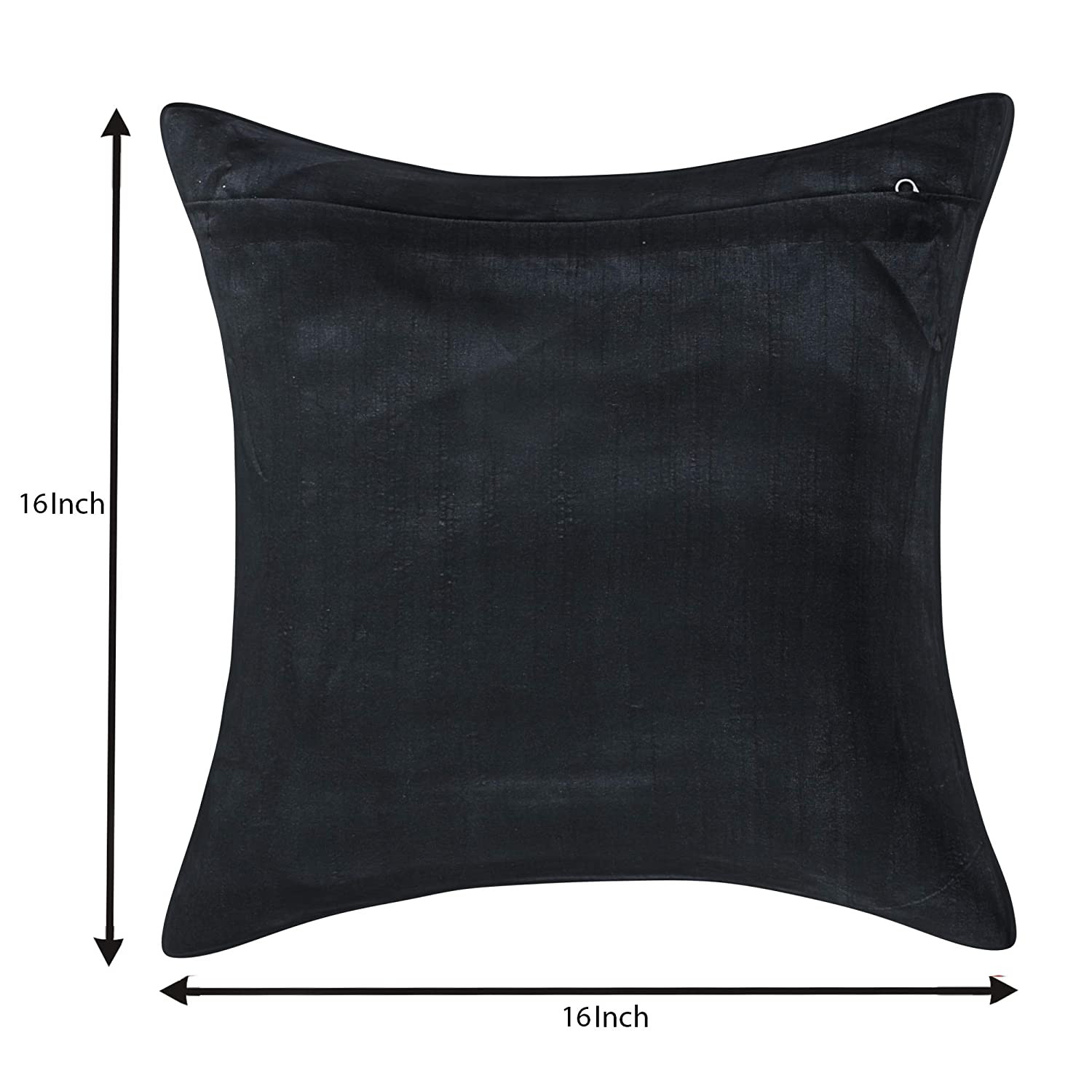 Kuber Industries Jute Blend Decorative Square Throw Pillow Cover Cushion Covers Pillowcase, Home Decor Decorations for Sofa Couch Bed Chair 16x16 Inch-(Black)