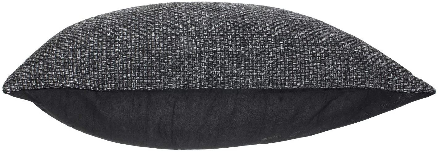 Kuber Industries Jute Blend Decorative Square Throw Pillow Cover Cushion Covers Pillowcase, Home Decor Decorations for Sofa Couch Bed Chair 16x16 Inch-(Black)