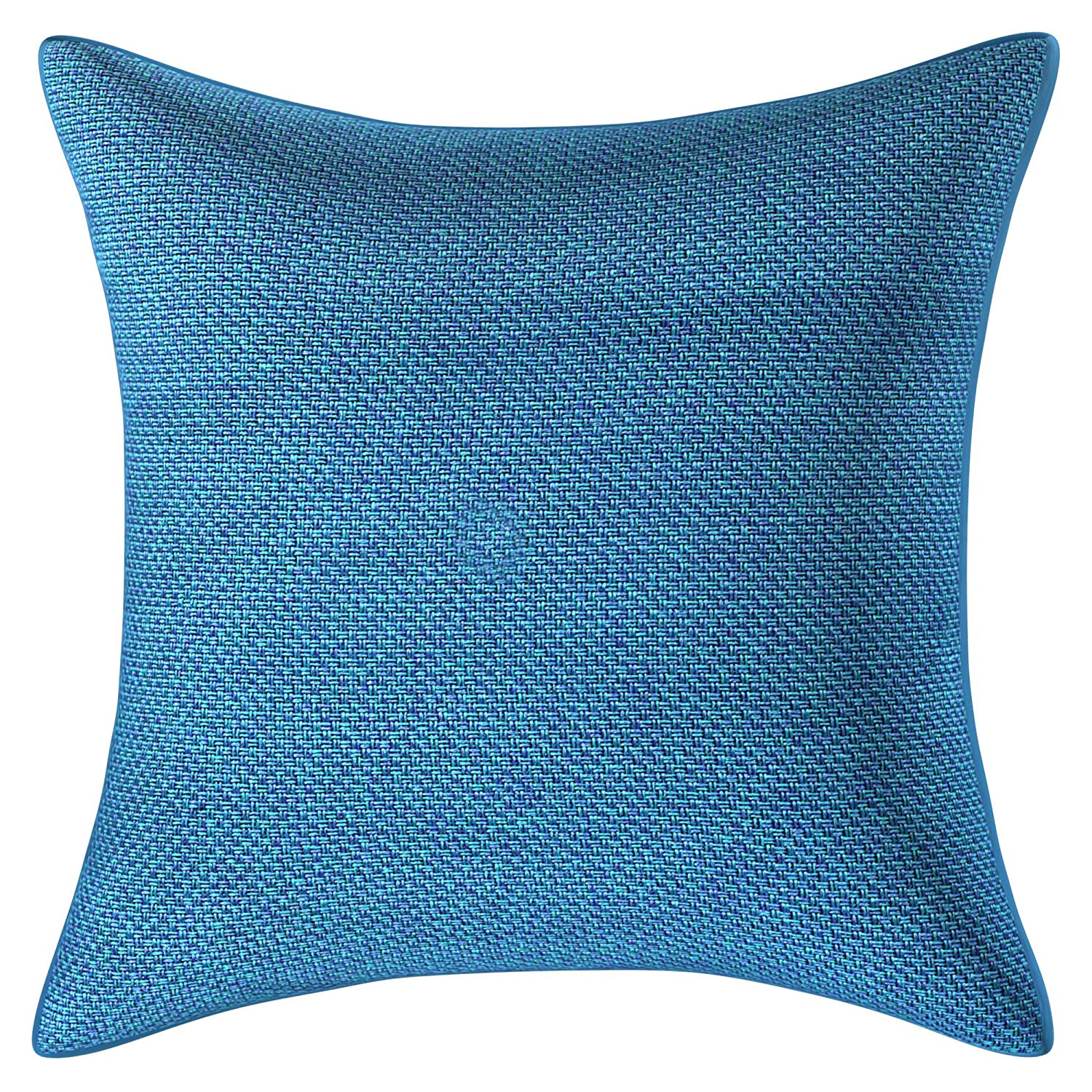 Kuber Industries Jute Blend Decorative Square Throw Pillow Cover Cushion Covers Pillowcase, Home Decor Decorations for Sofa Couch Bed Chair 16x16 Inch-(Blue)