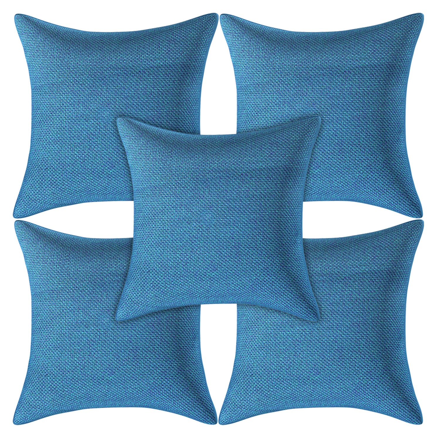 Kuber Industries Jute Blend Decorative Square Throw Pillow Cover Cushion Covers Pillowcase, Home Decor Decorations for Sofa Couch Bed Chair 16x16 Inch-(Blue)