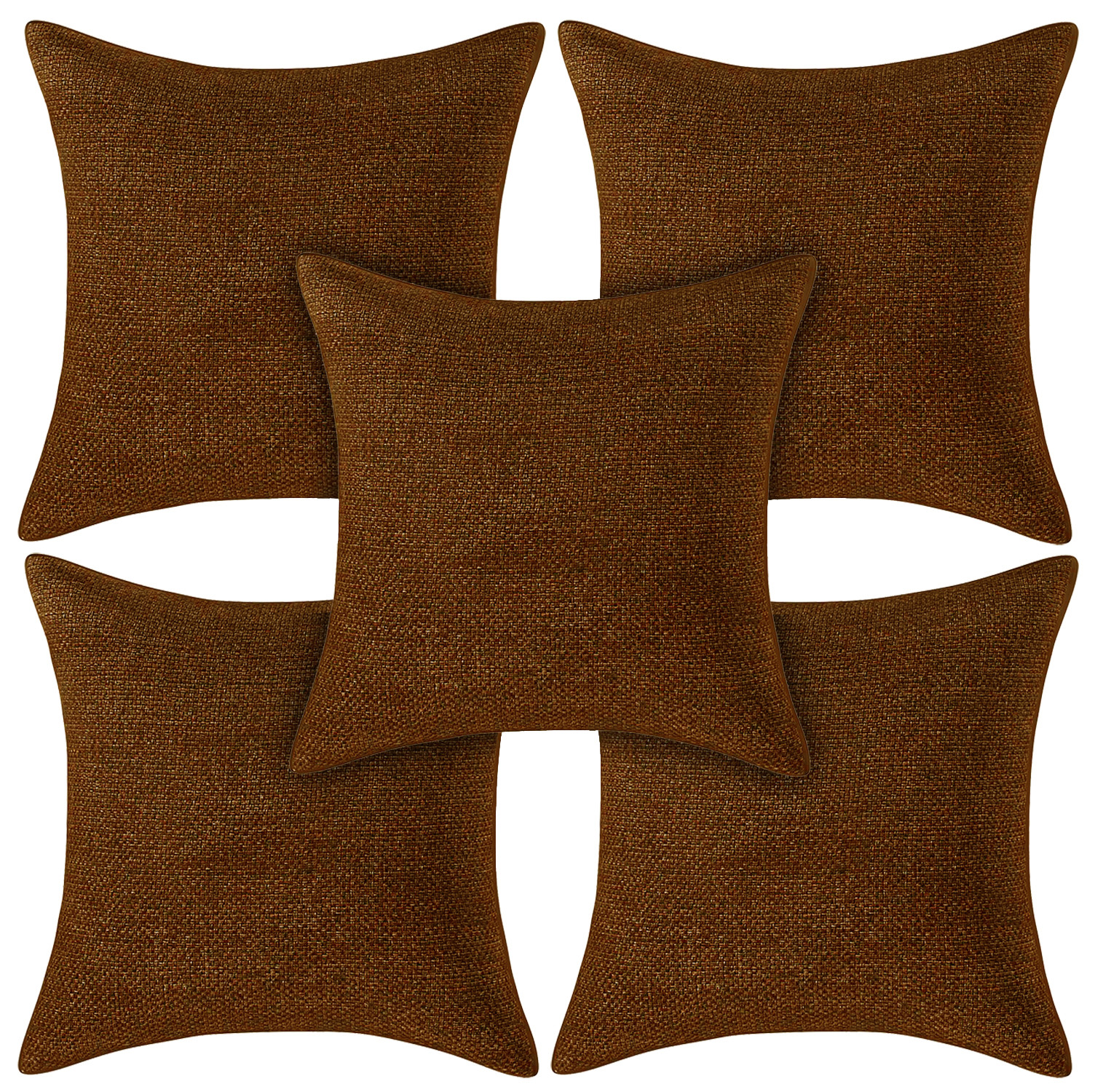 Kuber Industries Jute Blend Decorative Square Throw Pillow Cover Cushion Covers Pillowcase, Home Decor Decorations for Sofa Couch Bed Chair 16x16 Inch-(Brown)