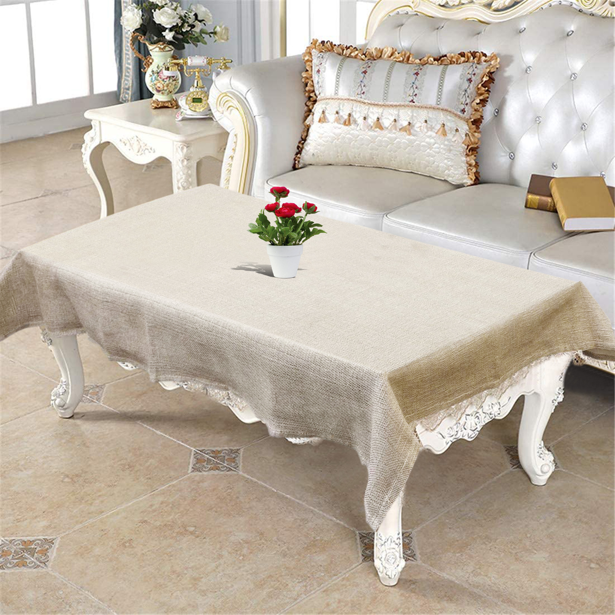 Kuber Industries Jute Center Table Cover, 40
