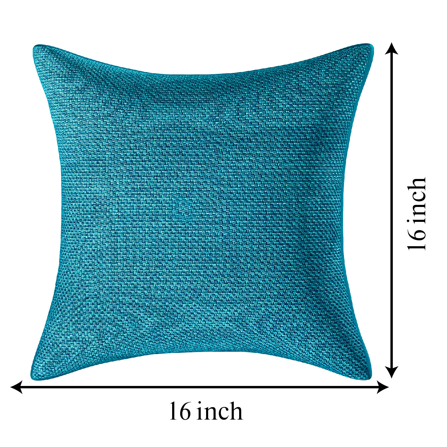 Kuber Industries Jute Cotton Decorative Square Cushion Cover, Cushion Case For Sofa Couch Bed 16x16 Inch-(Blue)