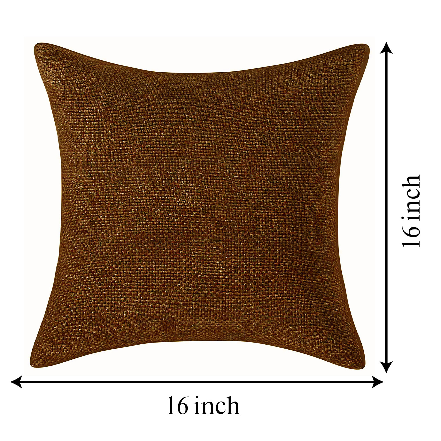 Kuber Industries Jute Cotton Decorative Square Cushion Cover, Cushion Case For Sofa Couch Bed 16x16 Inch-(Brown)