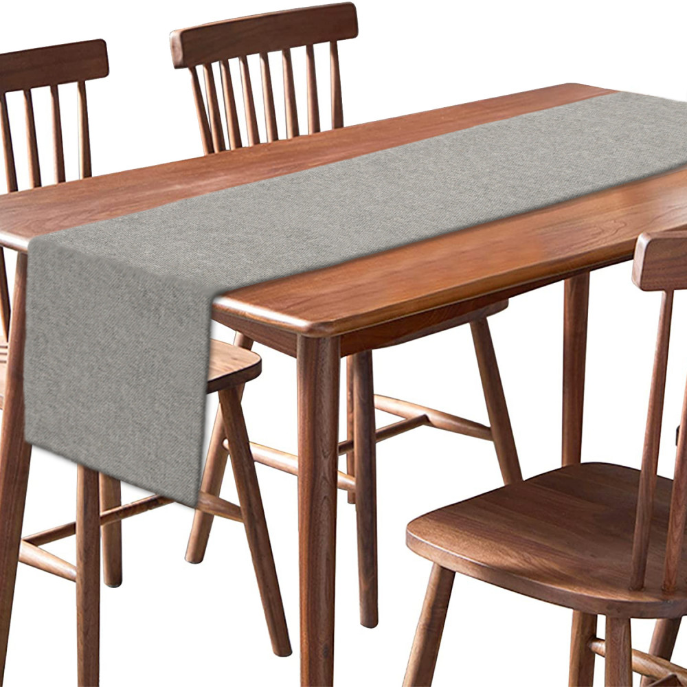 Kuber Industries Jute Dining Table Runner For Home Décor 72&quot; x 12&quot; (Grey)
