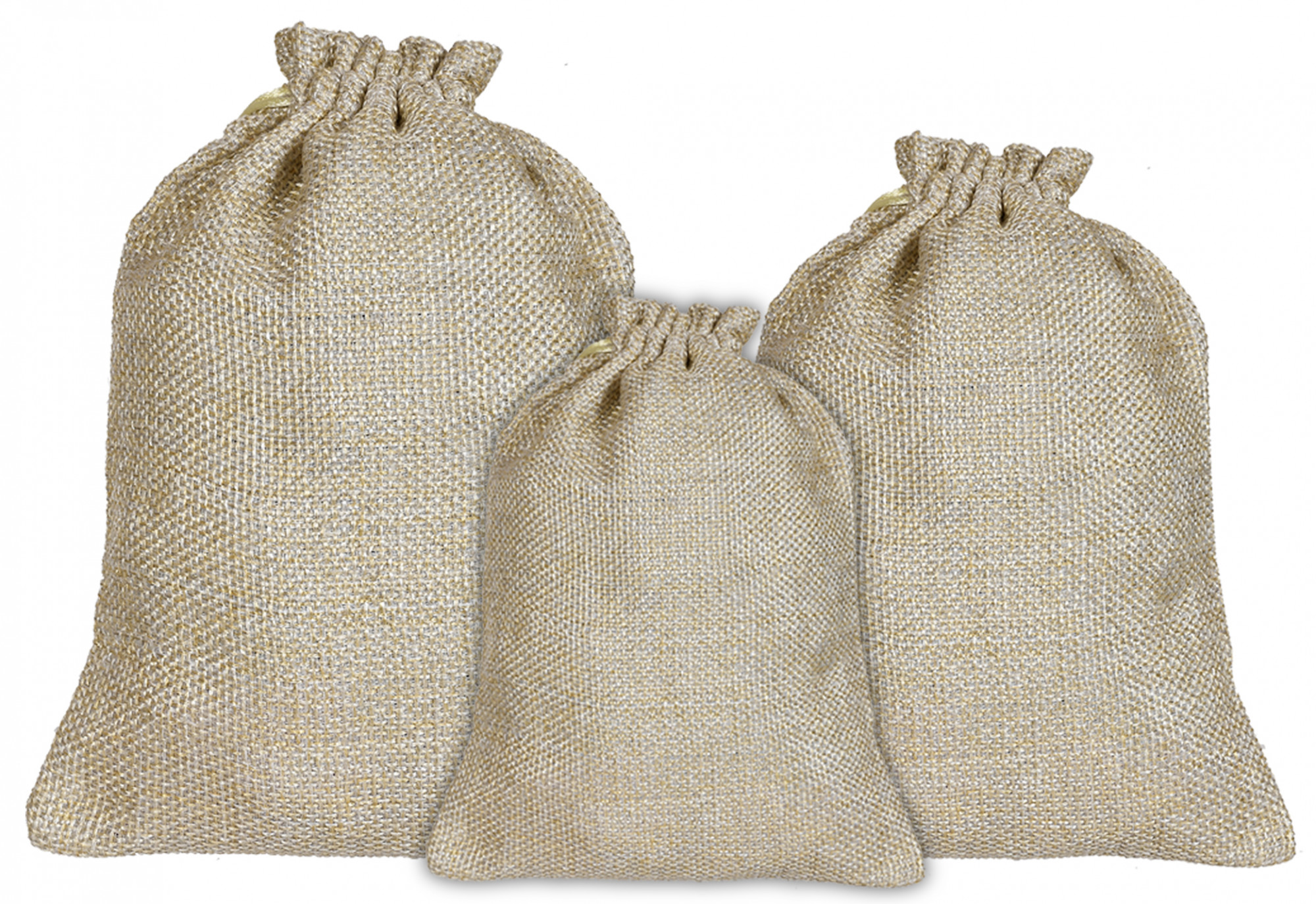 Kuber Industries Jute Gift Bags With Drawstring For Gifts Jewelry And Storage,Small,Medium,Large-(Gold)