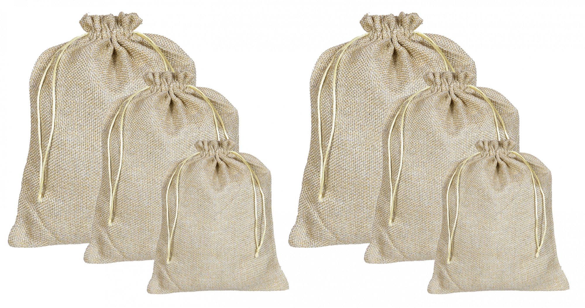 Kuber Industries Jute Gift Bags With Drawstring For Gifts Jewelry And Storage,Small,Medium,Large-(Gold)