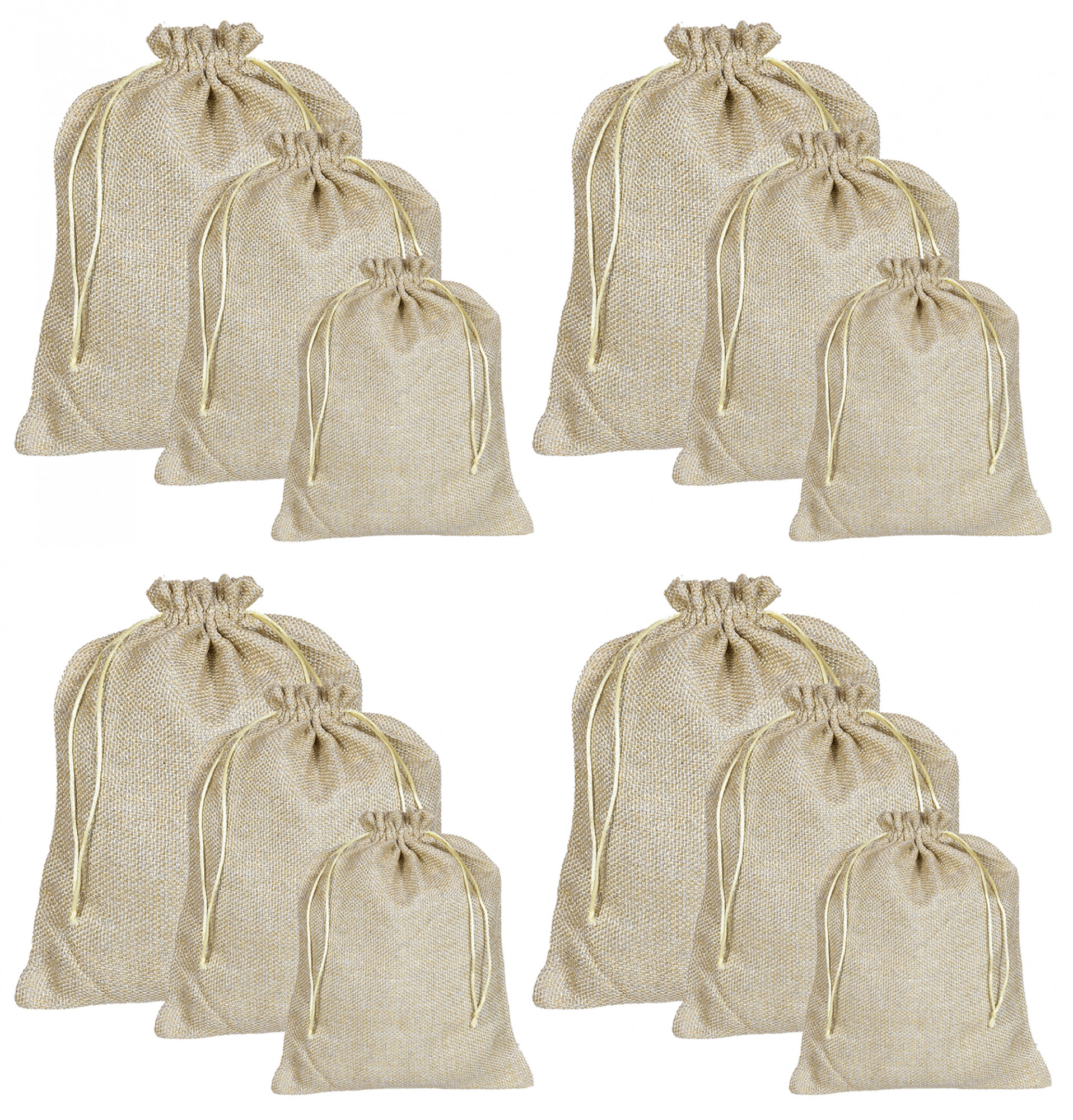 Kuber Industries Jute Gift Bags With Drawstring For Gifts Jewelry And Storage,Small,Medium,Large-(Gold)