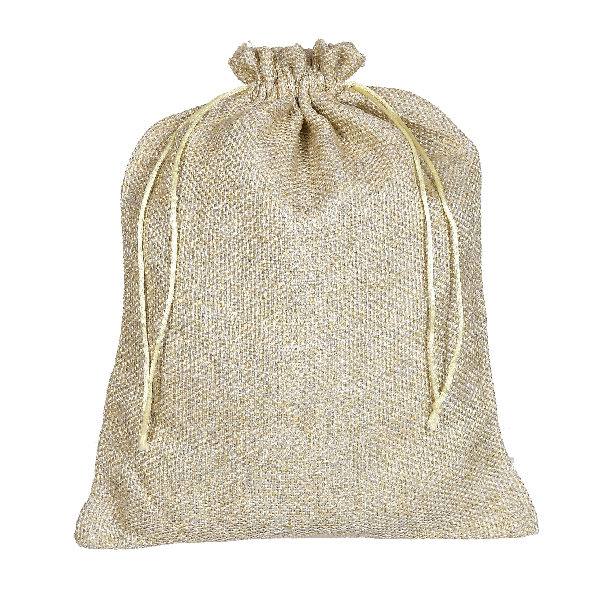 Kuber Industries Jute Medium Size Gift Bags With Drawstring For Gifts Jewelry And Storage-(Gold)