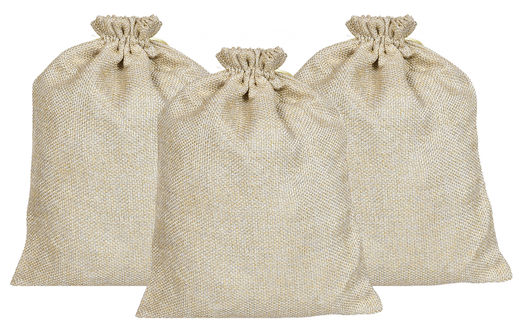 Kuber Industries Jute Medium Size Gift Bags With Drawstring For Gifts Jewelry And Storage-(Gold)