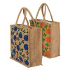 Kuber Industries Jute Reusable Eco-Friendly Hand Bag/Grocery Bag For Man, Woman With Handle Pack Of 2 (Orange &amp; Blue) 54KM4364