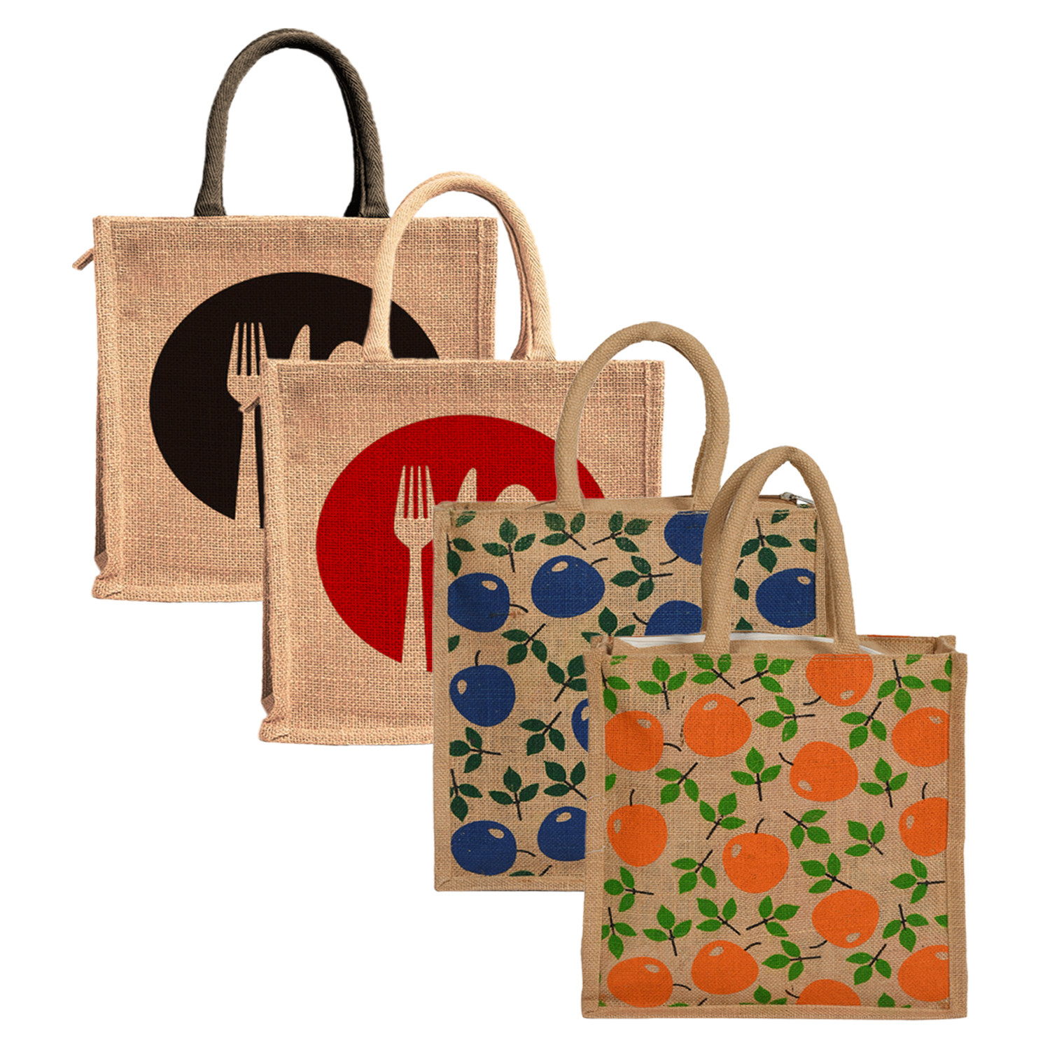 Kuber Industries Jute Reusable Eco-Friendly Hand Bag/Grocery Bag For Man, Woman With Handle Pack Of 4 (Multicolour) 54KM4365