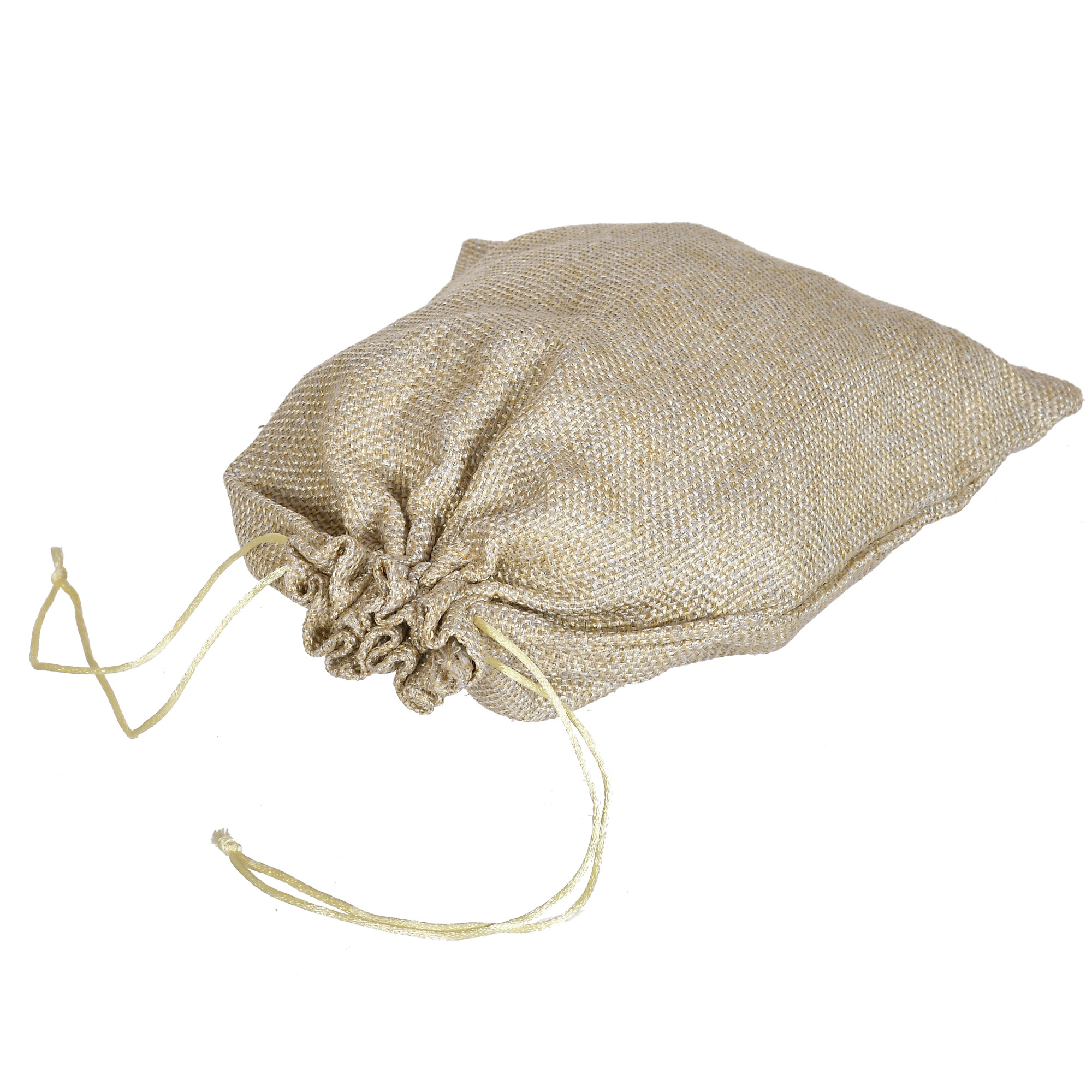 Kuber Industries Jute Small Size Gift Bags With Drawstring For Gifts Jewelry And Storage-(Gold)
