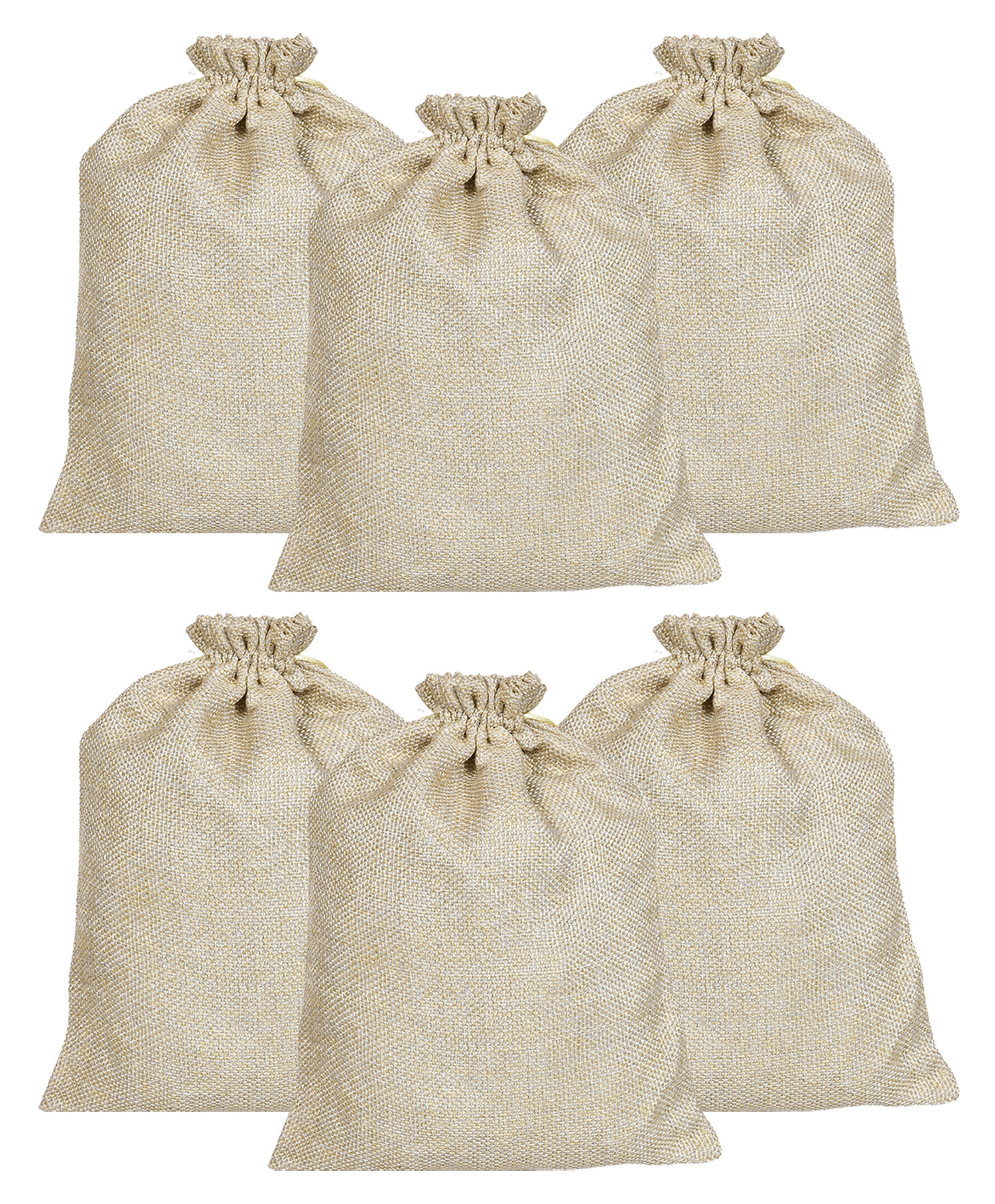 Kuber Industries Jute Small Size Gift Bags With Drawstring For Gifts Jewelry And Storage-(Gold)