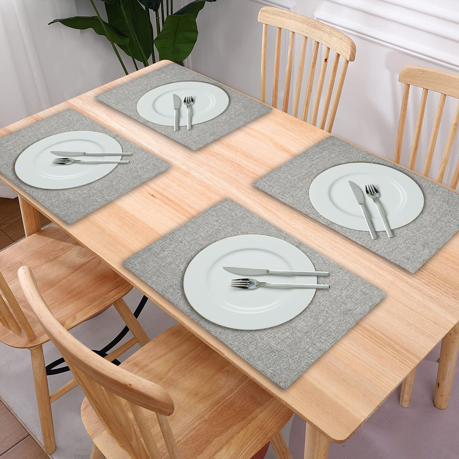Kuber Industries Jute Table Placemat for Home, Hotels, Set of 6 (Grey)