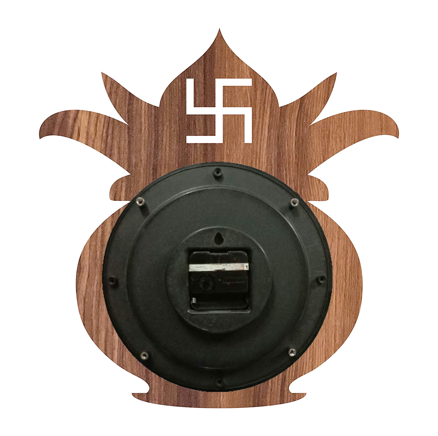 Kuber Industries Kalash Design Wooden Wall Clock (Dark Brown)-HS40KUBMART23953