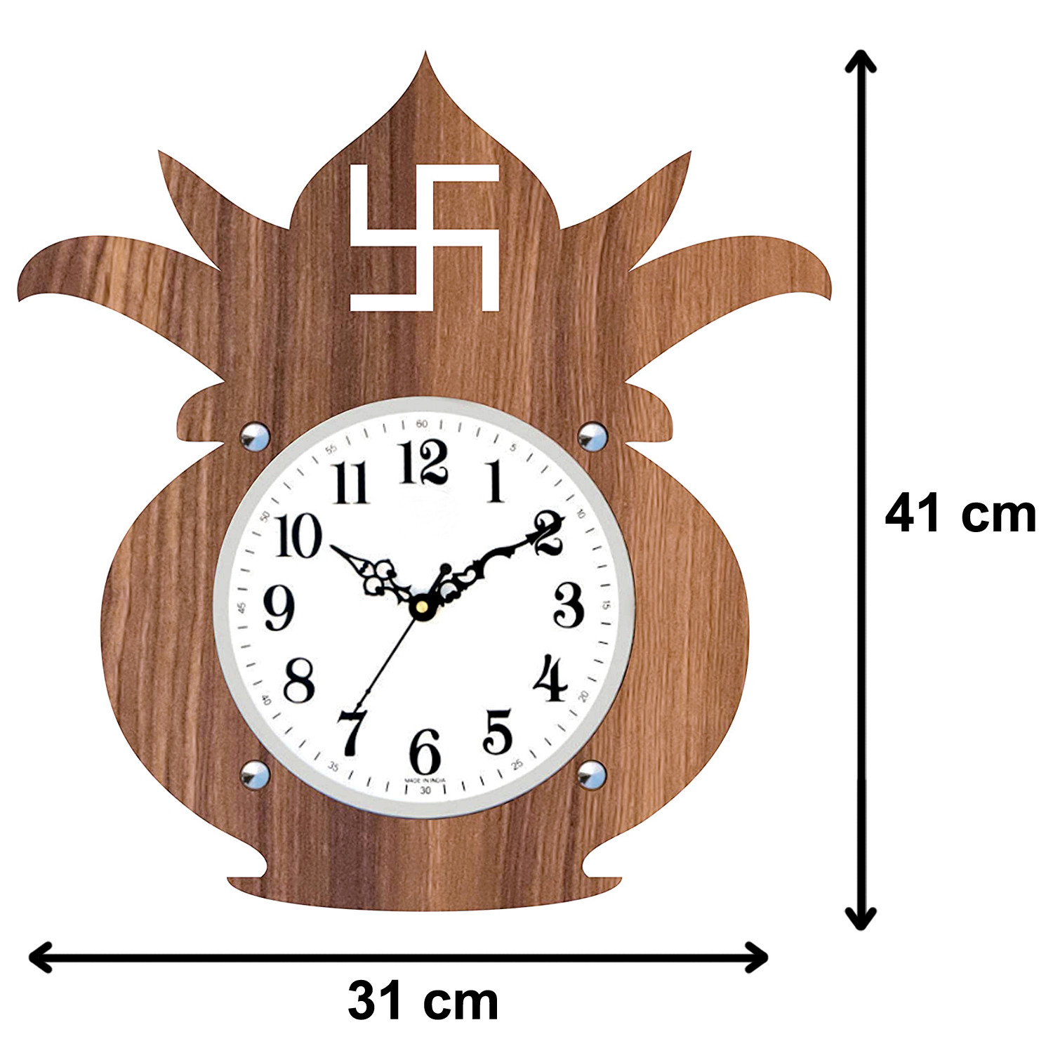 Kuber Industries Kalash Design Wooden Wall Clock (Light Brown)-HS40KUBMART23951
