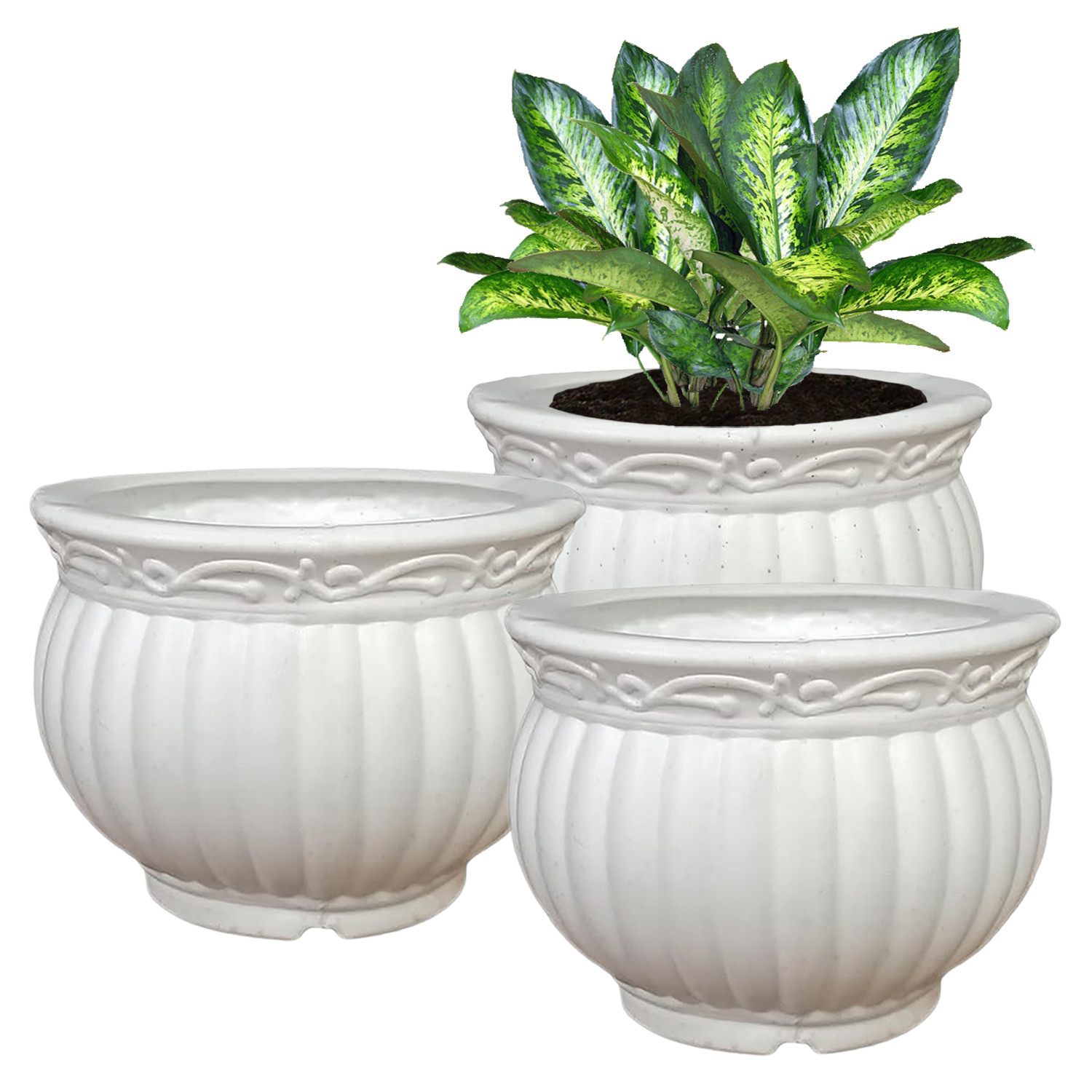 Kuber Industries Kanha Matki Flower Pot | Flower Planter Pots for Indoor | Flower Pots for Outdoor | Pot for Garden & Balcony Flowering | Flower Plants Pot | 6 Inch | White