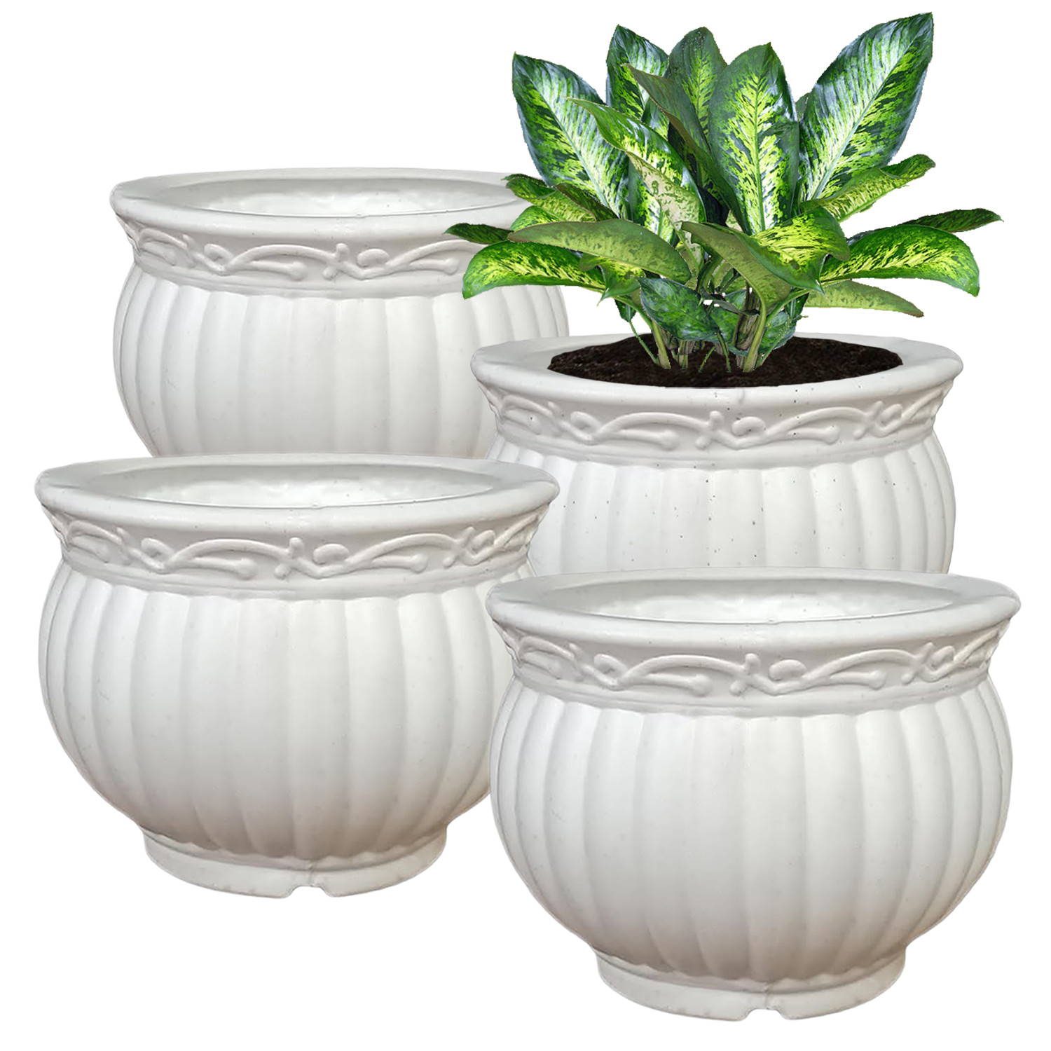 Kuber Industries Kanha Matki Flower Pot | Flower Planter Pots for Indoor | Flower Pots for Outdoor | Pot for Garden & Balcony Flowering | Flower Plants Pot | 6 Inch | White