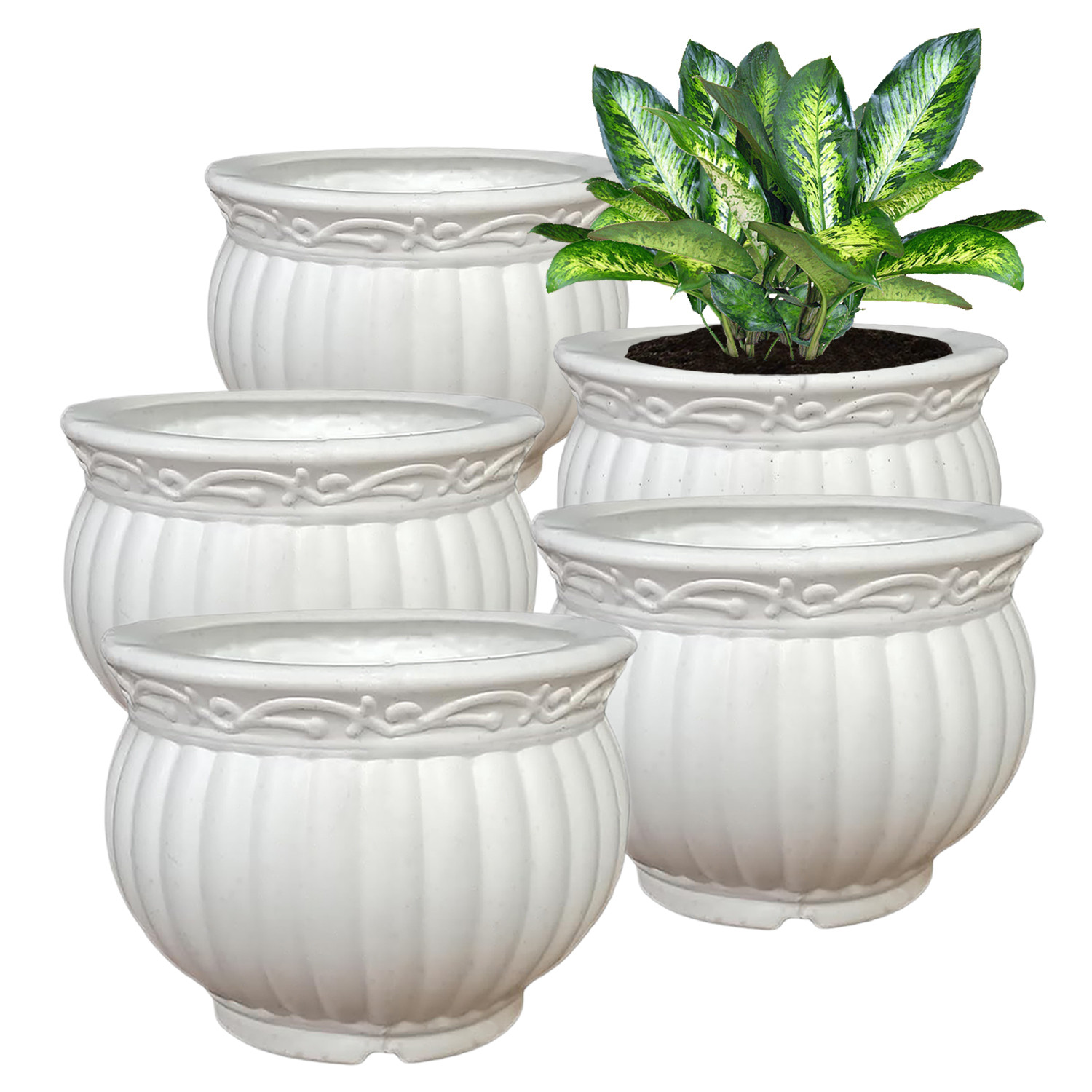 Kuber Industries Kanha Matki Flower Pot | Flower Planter Pots for Indoor | Flower Pots for Outdoor | Pot for Garden & Balcony Flowering | Flower Plants Pot | 6 Inch | White