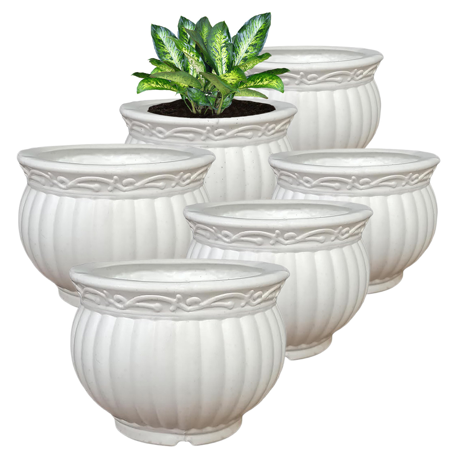 Kuber Industries Kanha Matki Flower Pot | Flower Planter Pots for Indoor | Flower Pots for Outdoor | Pot for Garden & Balcony Flowering | Flower Plants Pot | 6 Inch | White