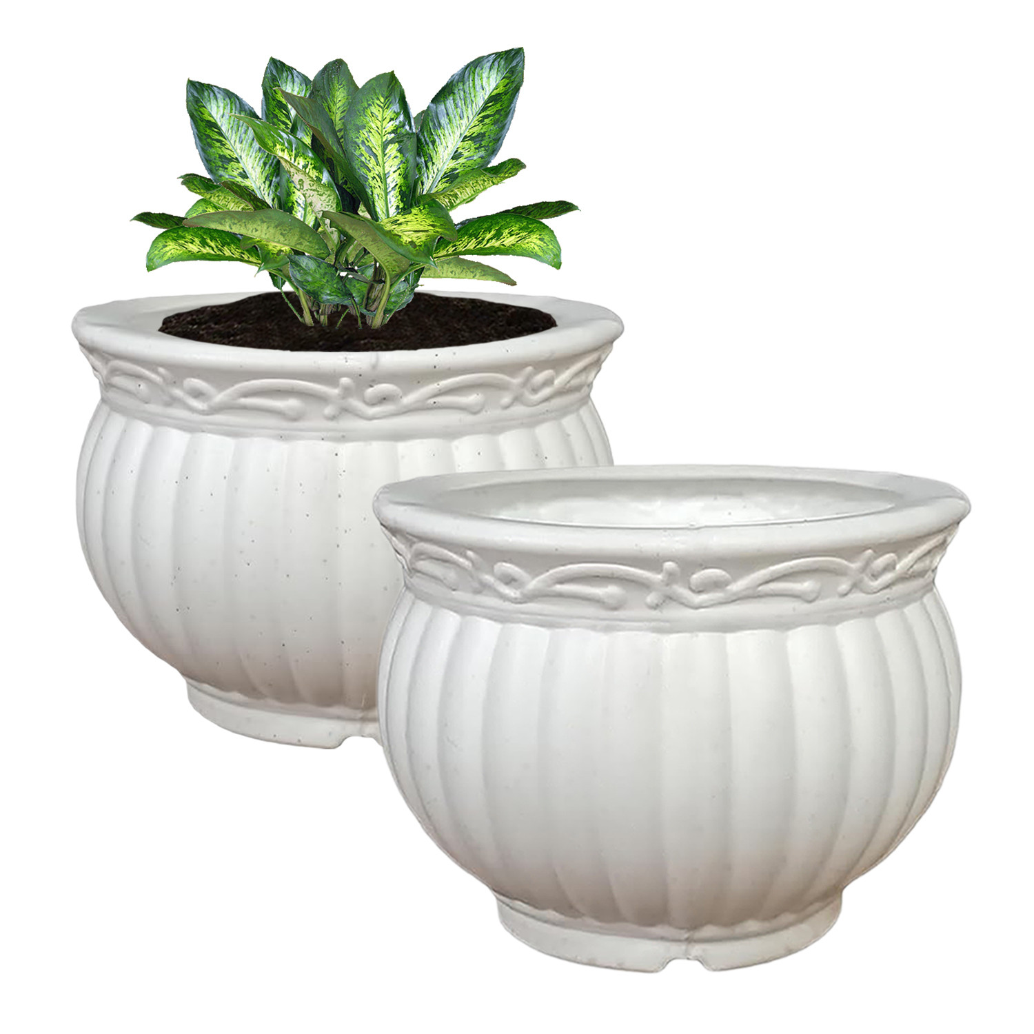 Kuber Industries Kanha Matki Flower Pot  Flower Planter Pots for Indoor  Flower Pots for Outdoor  Pot for Garden  Balcony Flowering  Flower Plants Pot  8 Inch  White