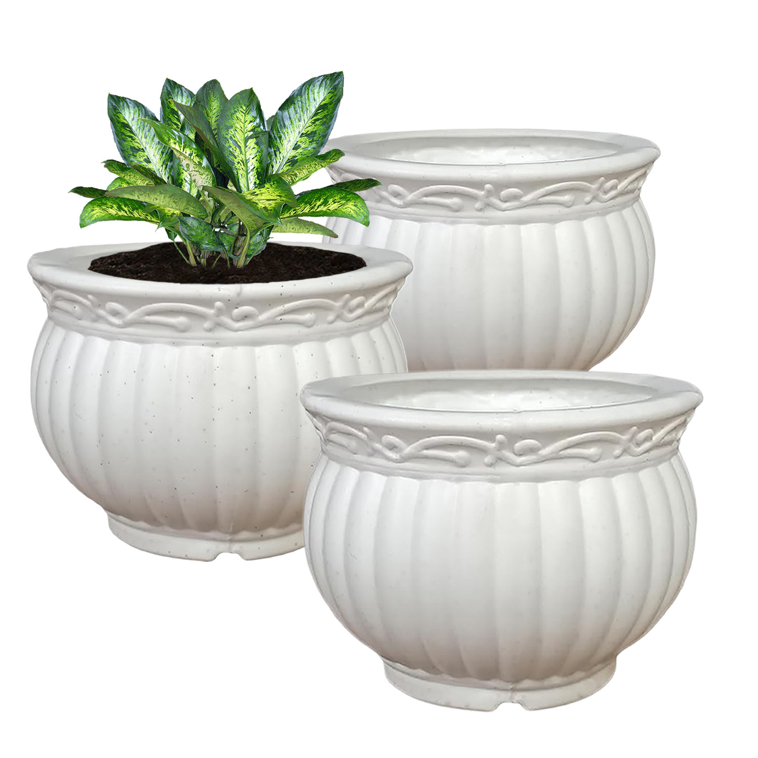 Kuber Industries Kanha Matki Flower Pot | Flower Planter Pots for Indoor | Flower Pots for Outdoor | Pot for Garden & Balcony Flowering | Flower Plants Pot | 8 Inch | White