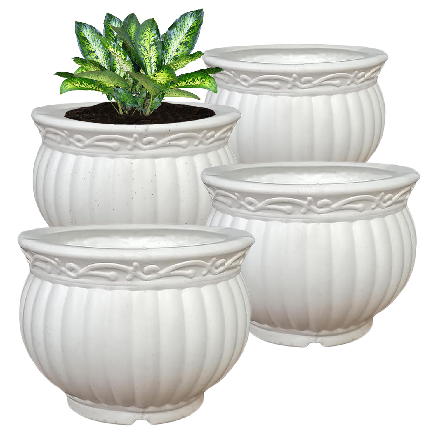 Kuber Industries Kanha Matki Flower Pot  Flower Planter Pots for Indoor  Flower Pots for Outdoor  Pot for Garden  Balcony Flowering  Flower Plants Pot  8 Inch  White