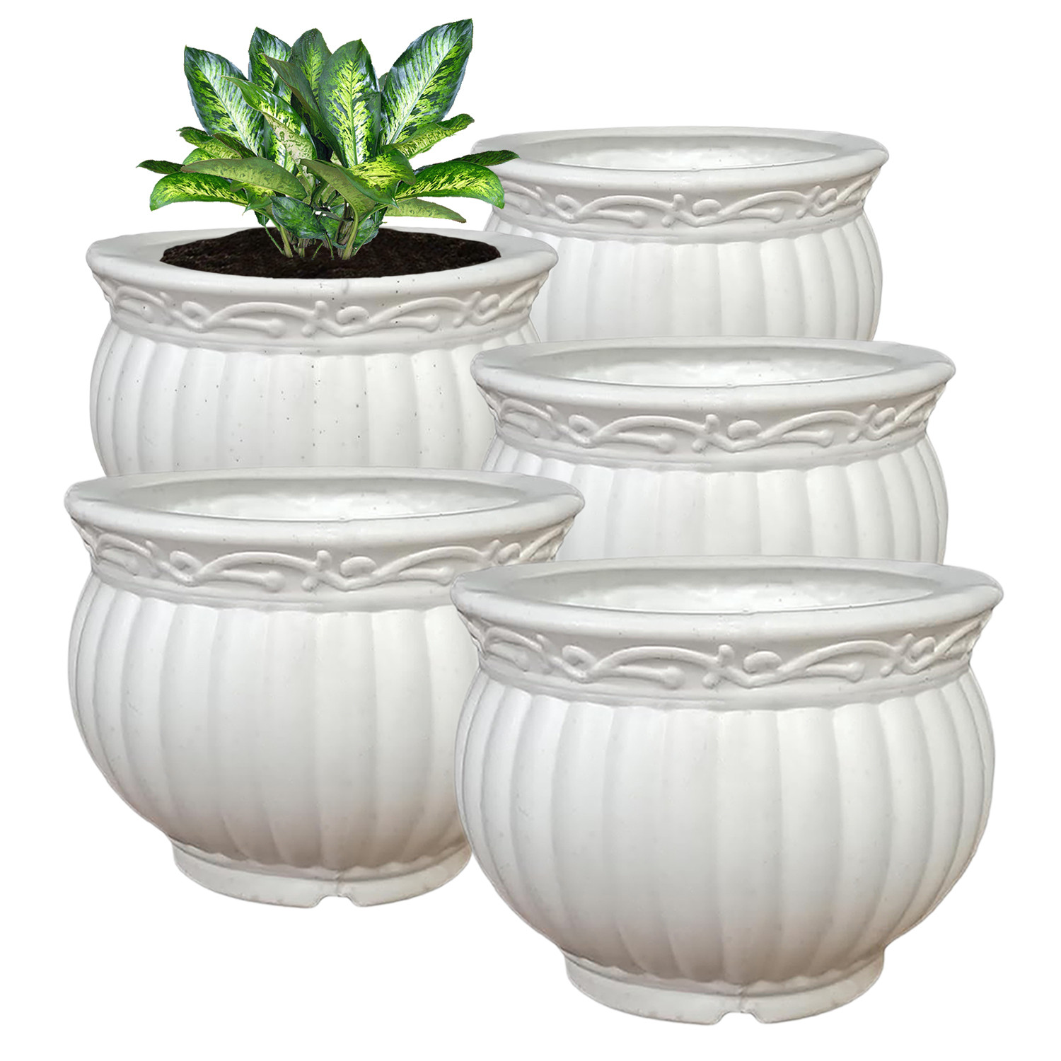 Kuber Industries Kanha Matki Flower Pot  Flower Planter Pots for Indoor  Flower Pots for Outdoor  Pot for Garden  Balcony Flowering  Flower Plants Pot  8 Inch  White