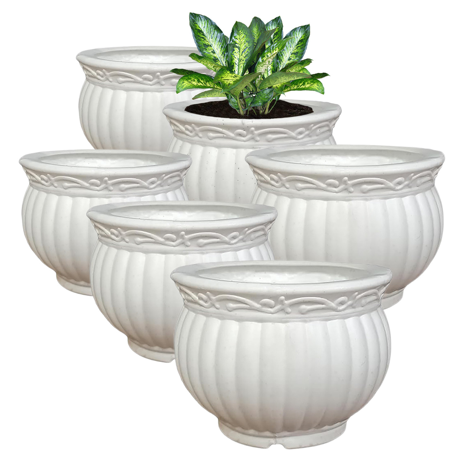 Kuber Industries Kanha Matki Flower Pot  Flower Planter Pots for Indoor  Flower Pots for Outdoor  Pot for Garden  Balcony Flowering  Flower Plants Pot  8 Inch  White