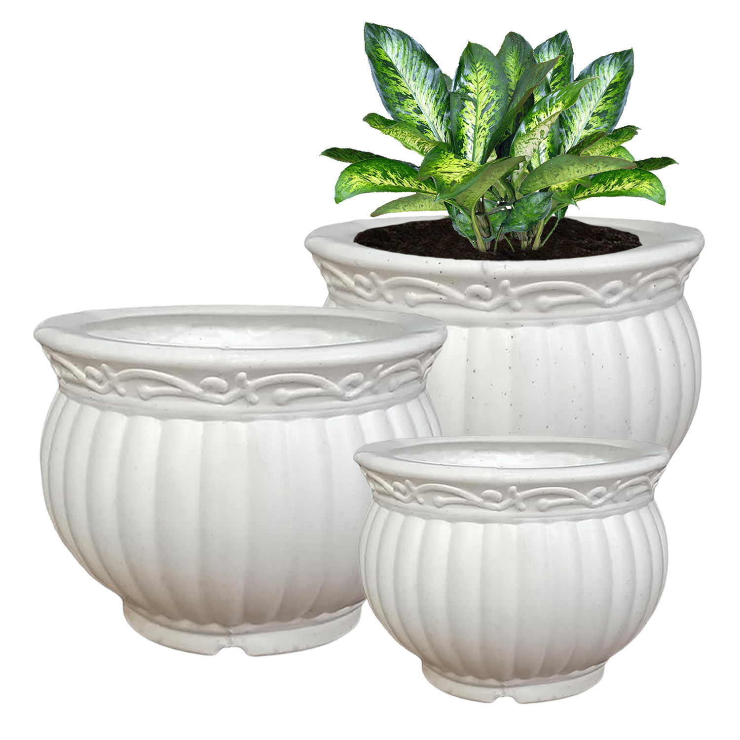 Kuber Industries Kanha Matki Flower Pot | Flower Planter Pots for Indoor | Flower Pots for Outdoor | Pot for Garden & Balcony Flowering | Flower Plants Pot | 6-8 Inch |White
