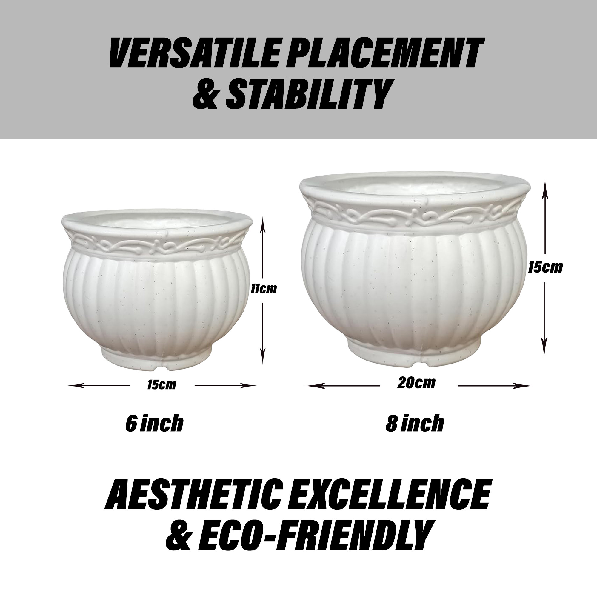 Kuber Industries Kanha Matki Flower Pot | Flower Planter Pots for Indoor | Flower Pots for Outdoor | Pot for Garden & Balcony Flowering | Flower Plants Pot | 6-8 Inch |White