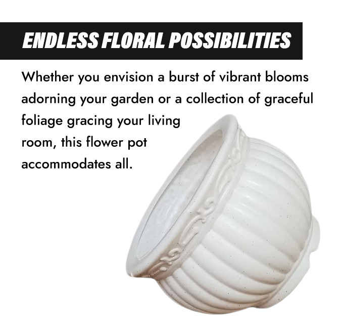 Kuber Industries Kanha Matki Flower Pot | Flower Planter Pots for Indoor | Flower Pots for Outdoor | Pot for Garden & Balcony Flowering | Flower Plants Pot | 6-8 Inch |White