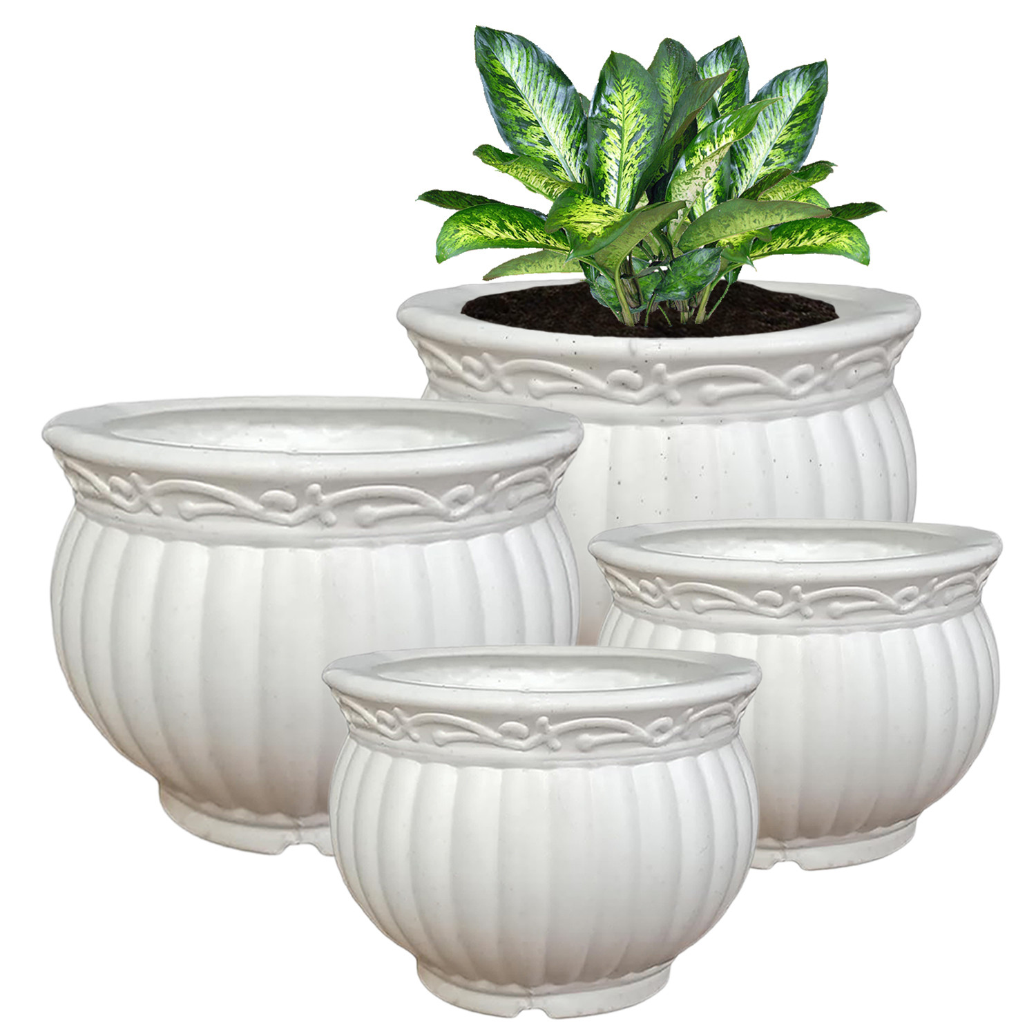 Kuber Industries Kanha Matki Flower Pot | Flower Planter Pots for Indoor | Flower Pots for Outdoor | Pot for Garden & Balcony Flowering | Flower Plants Pot | 6-8 Inch |White