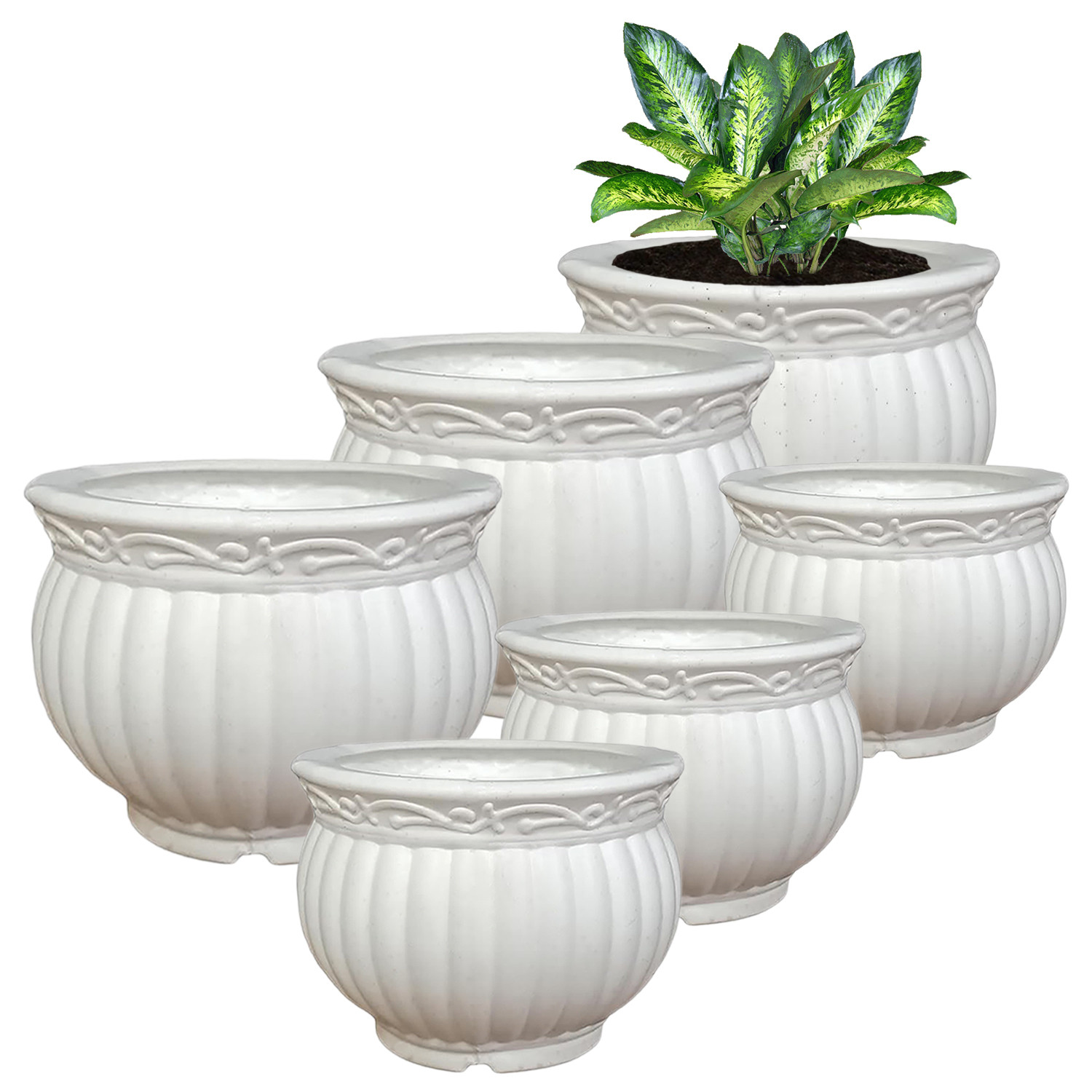 Kuber Industries Kanha Matki Flower Pot | Flower Planter Pots for Indoor | Flower Pots for Outdoor | Pot for Garden & Balcony Flowering | Flower Plants Pot | 6-8 Inch |White