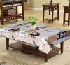 Kuber Industries Kettle Print PVC Center Table Cover/Table Cloth For Home Decorative Luxurious 4 Seater, 60&quot;x36&quot; (Cream) 54KM4265