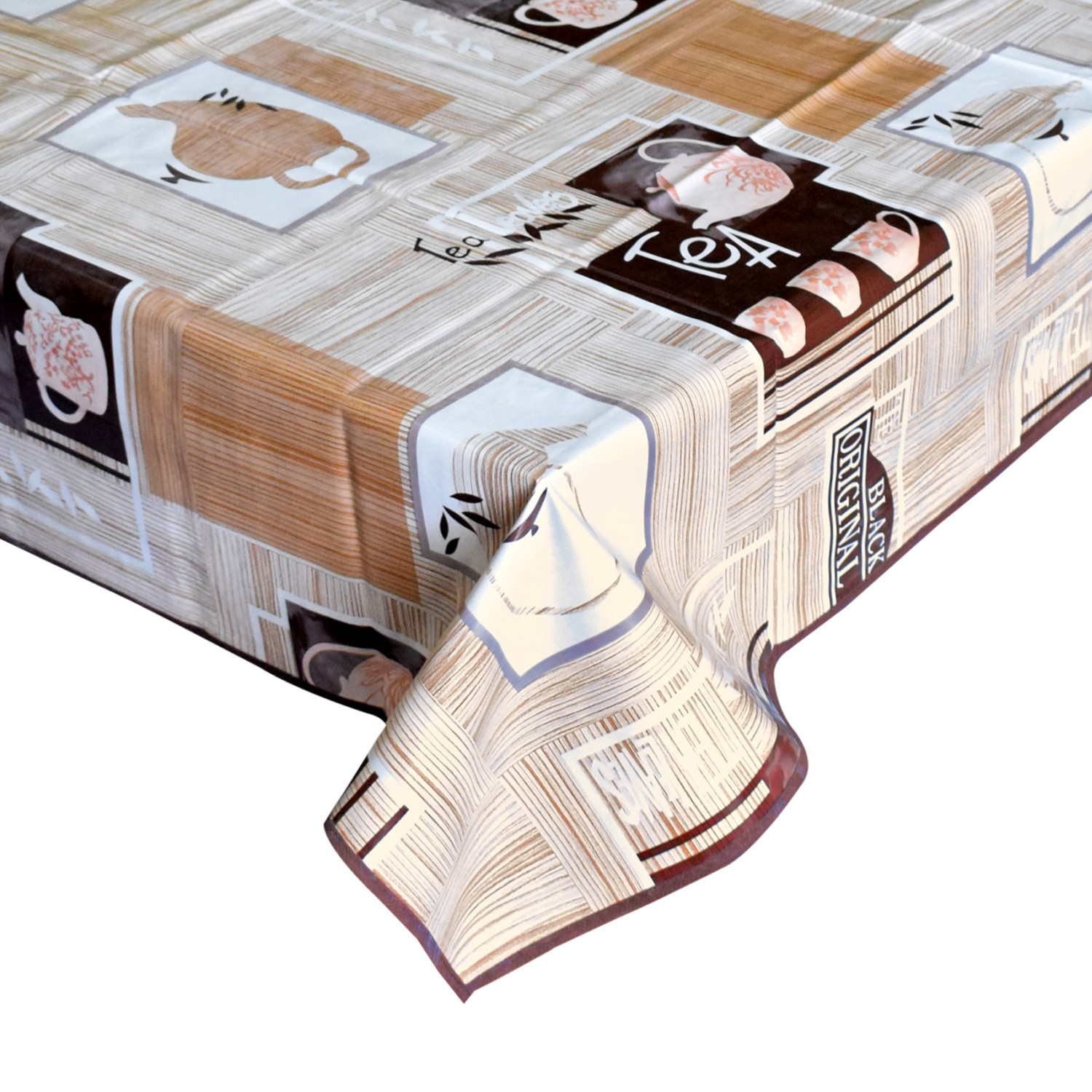 Kuber Industries Kettle Print PVC Center Table Cover/Table Cloth For Home Decorative Luxurious 4 Seater, 60