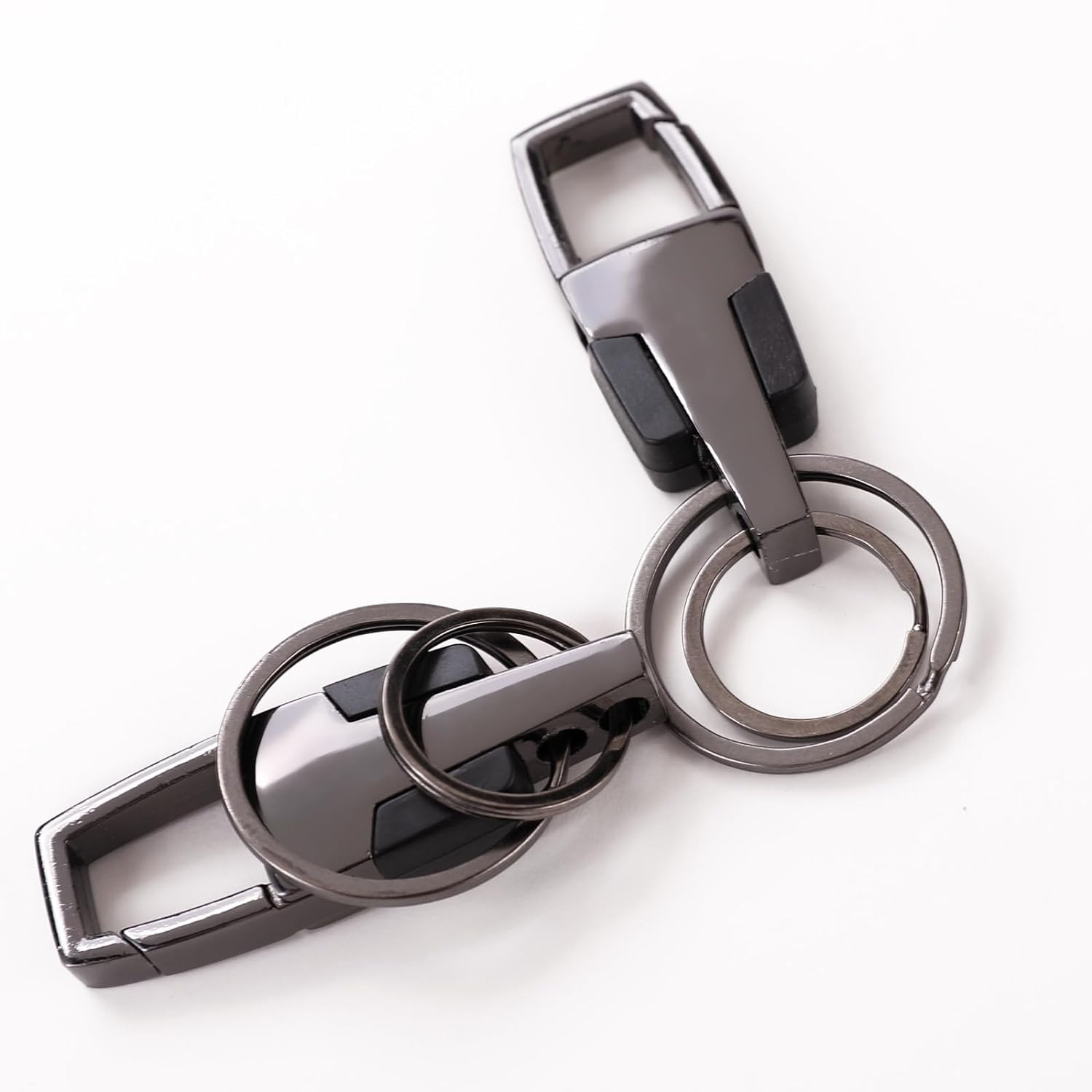 Kuber Industries Keychain/Keyring/Key Tag|Car Key Clip, Key Holder, Key Organizer|Pack of 2| (Grey)