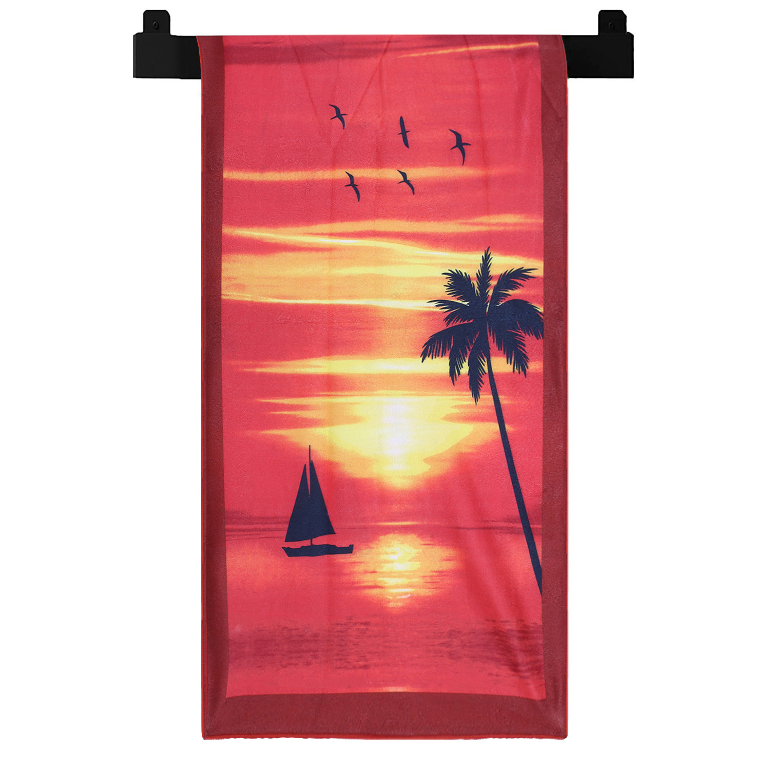 Kuber Industries Kids Bath Towel|Soft Cotton & Sides Stitched Baby Towel|Microfibered Super Absorbent Sunrise Pattern Towel for Infants,Toddler,55x26 Inch (Red)