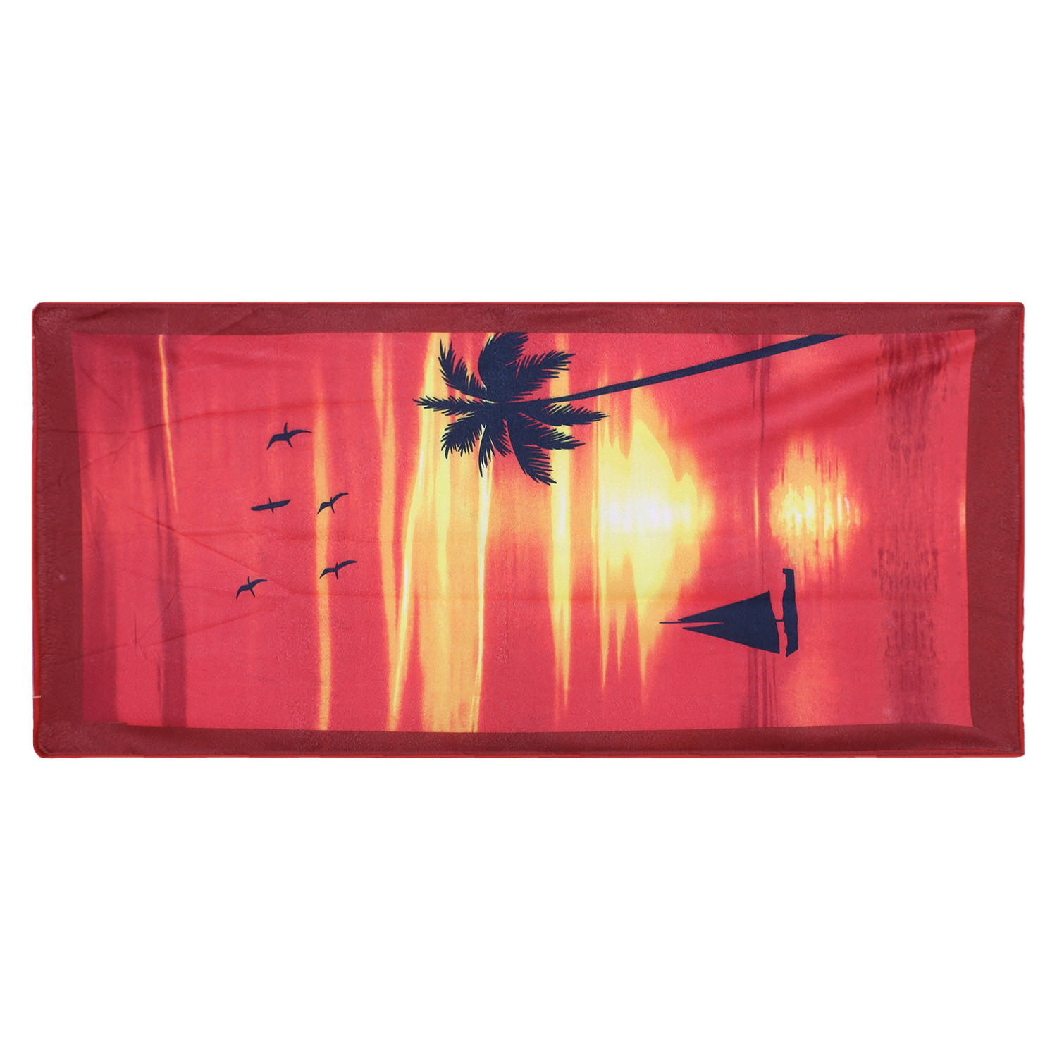Kuber Industries Kids Bath Towel|Soft Cotton & Sides Stitched Baby Towel|Microfibered Super Absorbent Sunrise Pattern Towel for Infants,Toddler,55x26 Inch (Red)