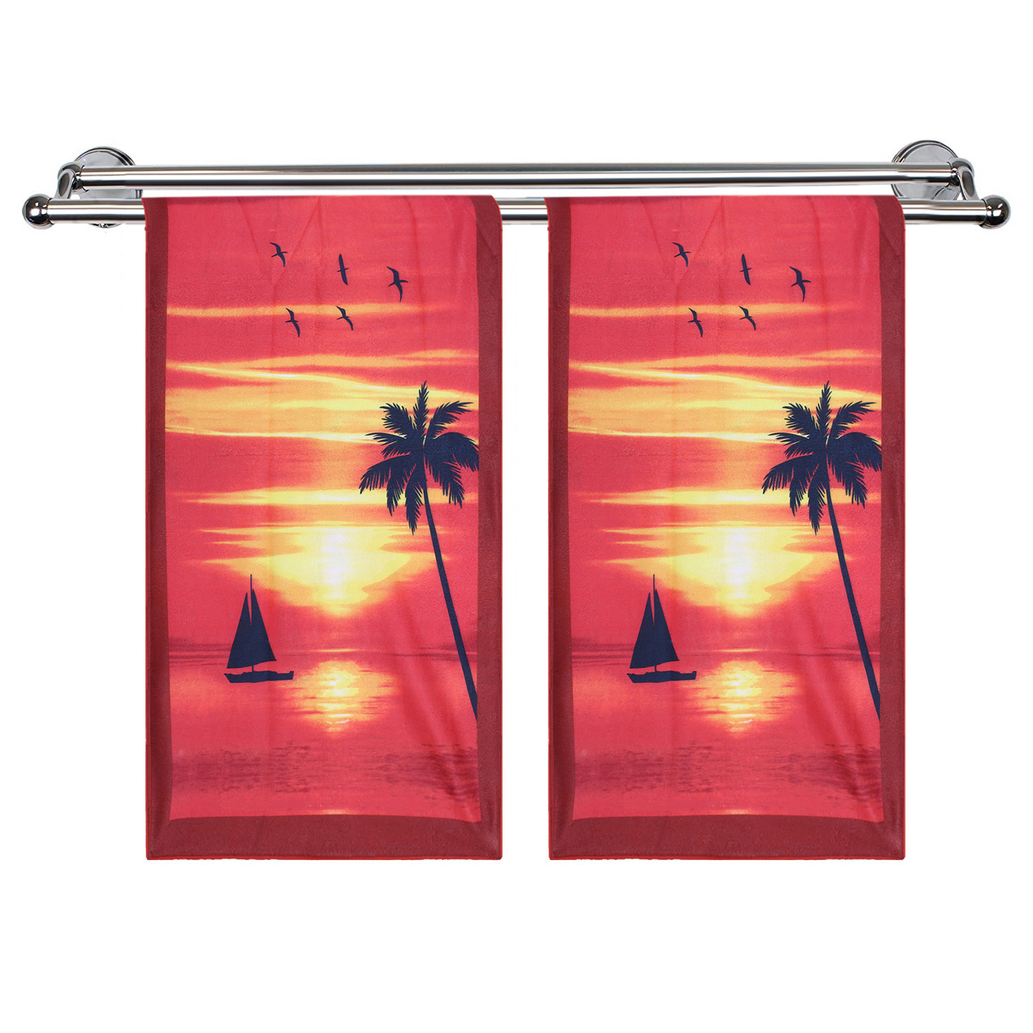 Kuber Industries Kids Bath Towel|Soft Cotton & Sides Stitched Baby Towel|Microfibered Super Absorbent Sunrise Pattern Towel for Infants,Toddler,55x26 Inch (Red)