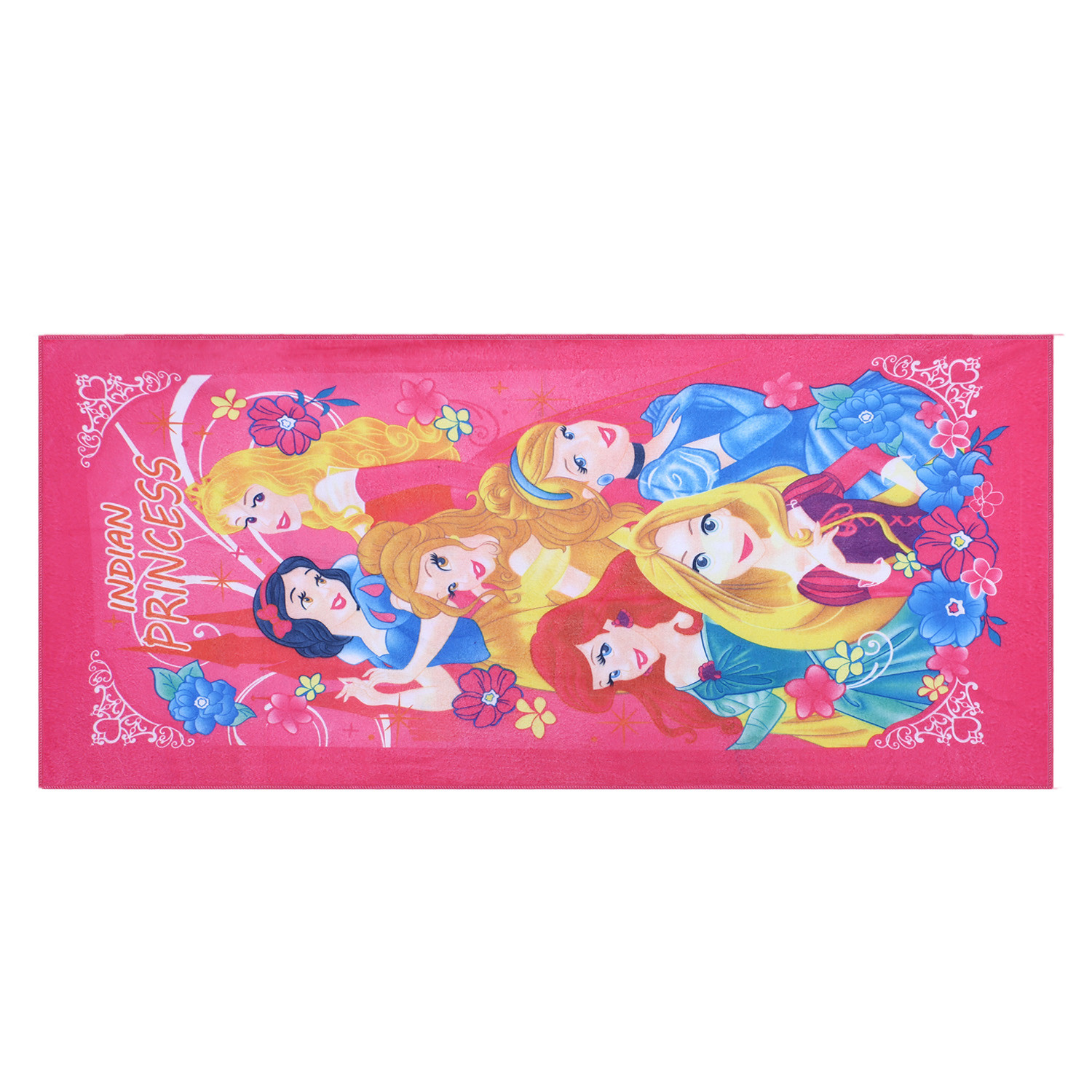 Kuber Industries Kids Bath Towel|Soft Cotton & Sides Stitched Baby Towel|Microfibered Super Absorbent Princess Pattern Towel for Infants,Toddler,55x26 Inch (Pink)