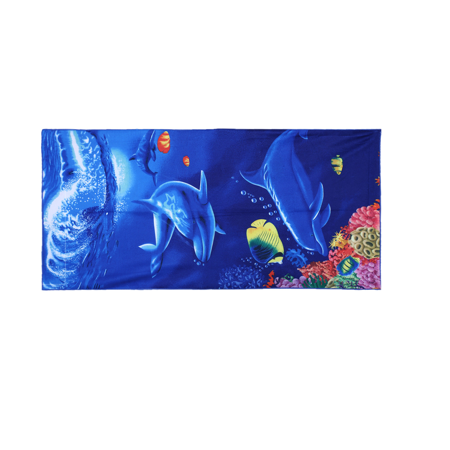 Kuber Industries Kids Bath Towel|Soft Cotton & Sides Stitched Baby Towel|Microfibered Super Absorbent Aquarium Pattern Towel for Infants,Toddler,55x26 Inch (Navy Blue)