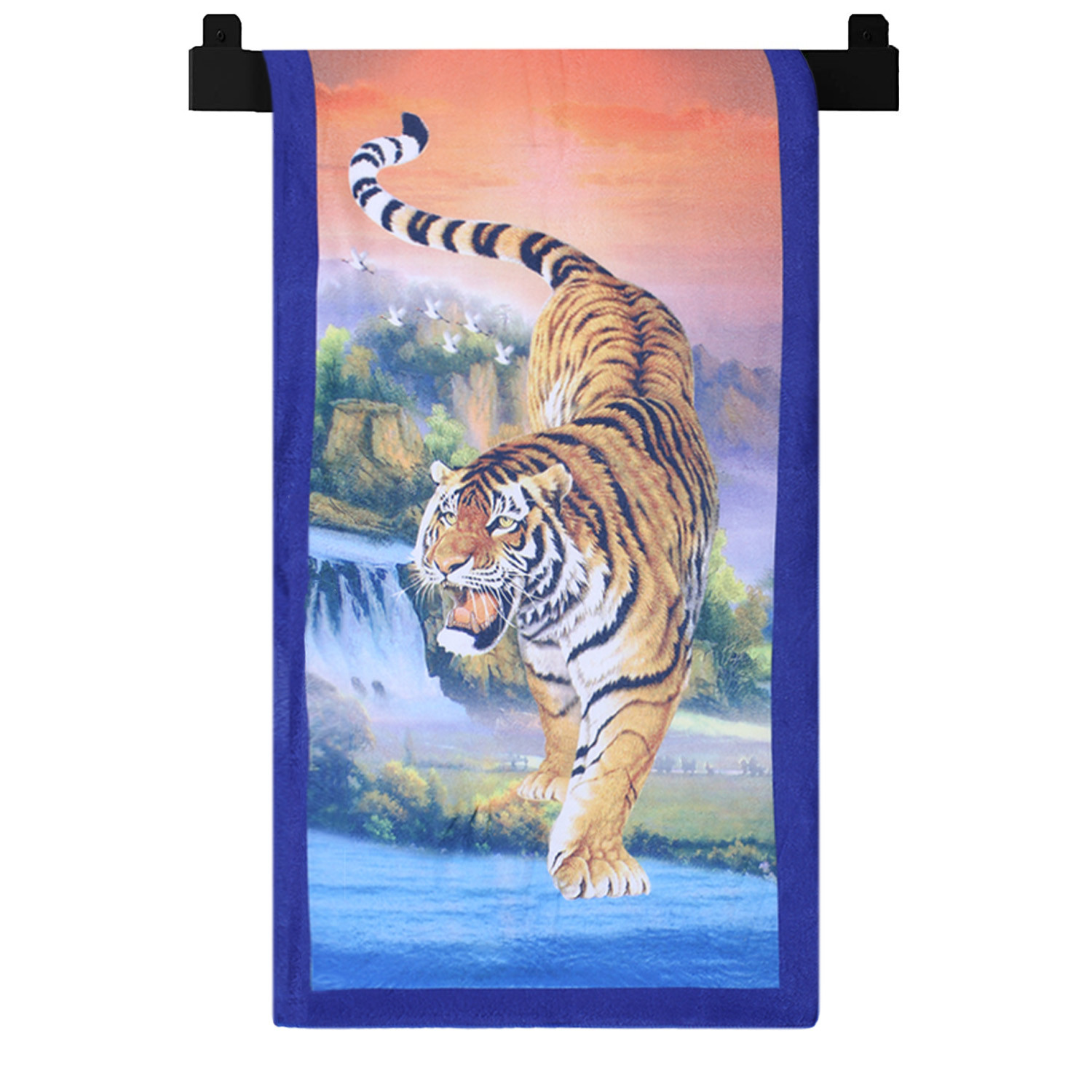 Kuber Industries Kids Bath Towel|Soft Cotton & Sides Stitched Baby Towel|Microfibered Super Absorbent Tiger Pattern Towel for Infants,Toddler,55x26 Inch (Multicolor)