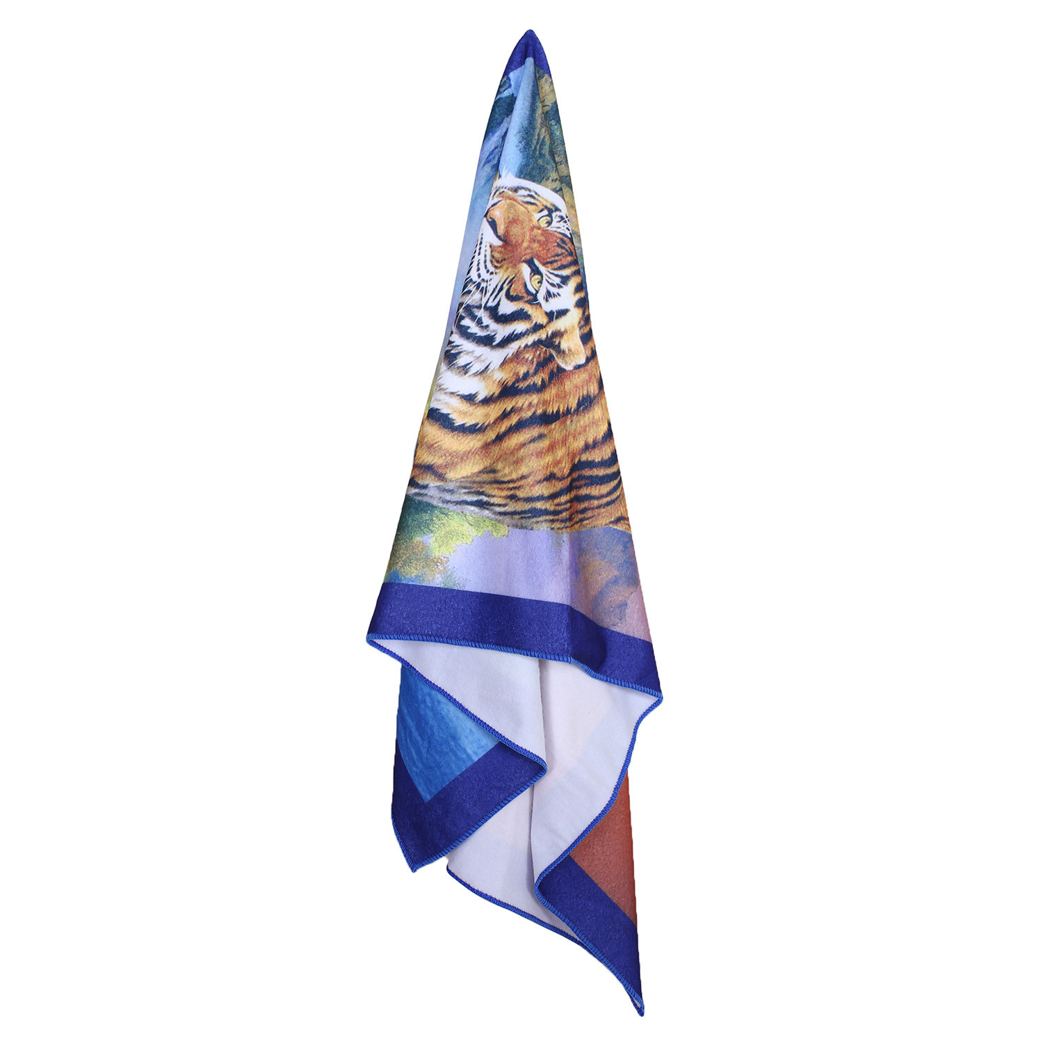 Kuber Industries Kids Bath Towel|Soft Cotton & Sides Stitched Baby Towel|Microfibered Super Absorbent Tiger Pattern Towel for Infants,Toddler,55x26 Inch (Multicolor)