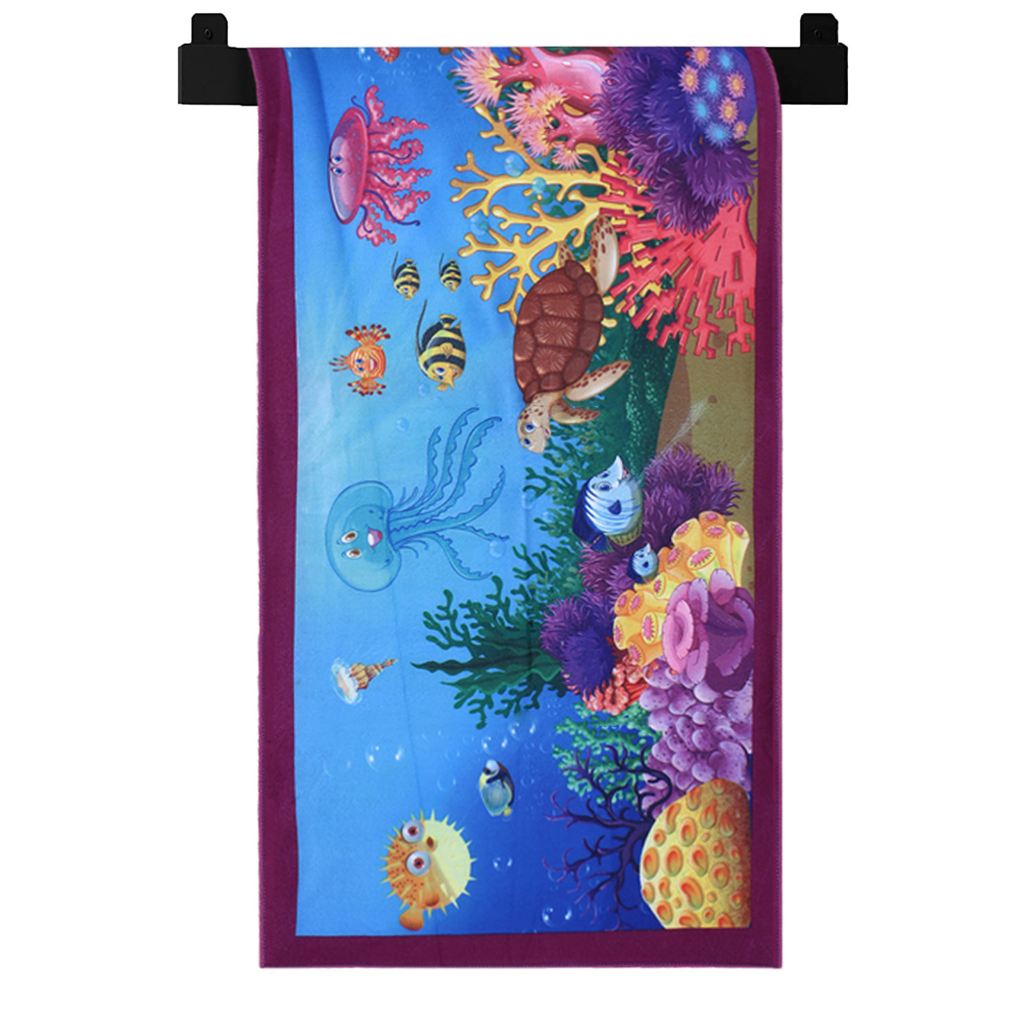 Kuber Industries Kids Bath Towel|Soft Cotton & Sides Stitched Baby Towel|Microfibered Super Absorbent Ocean Pattern Towel for Infants,Toddler,55x26 Inch (Dark Blue)